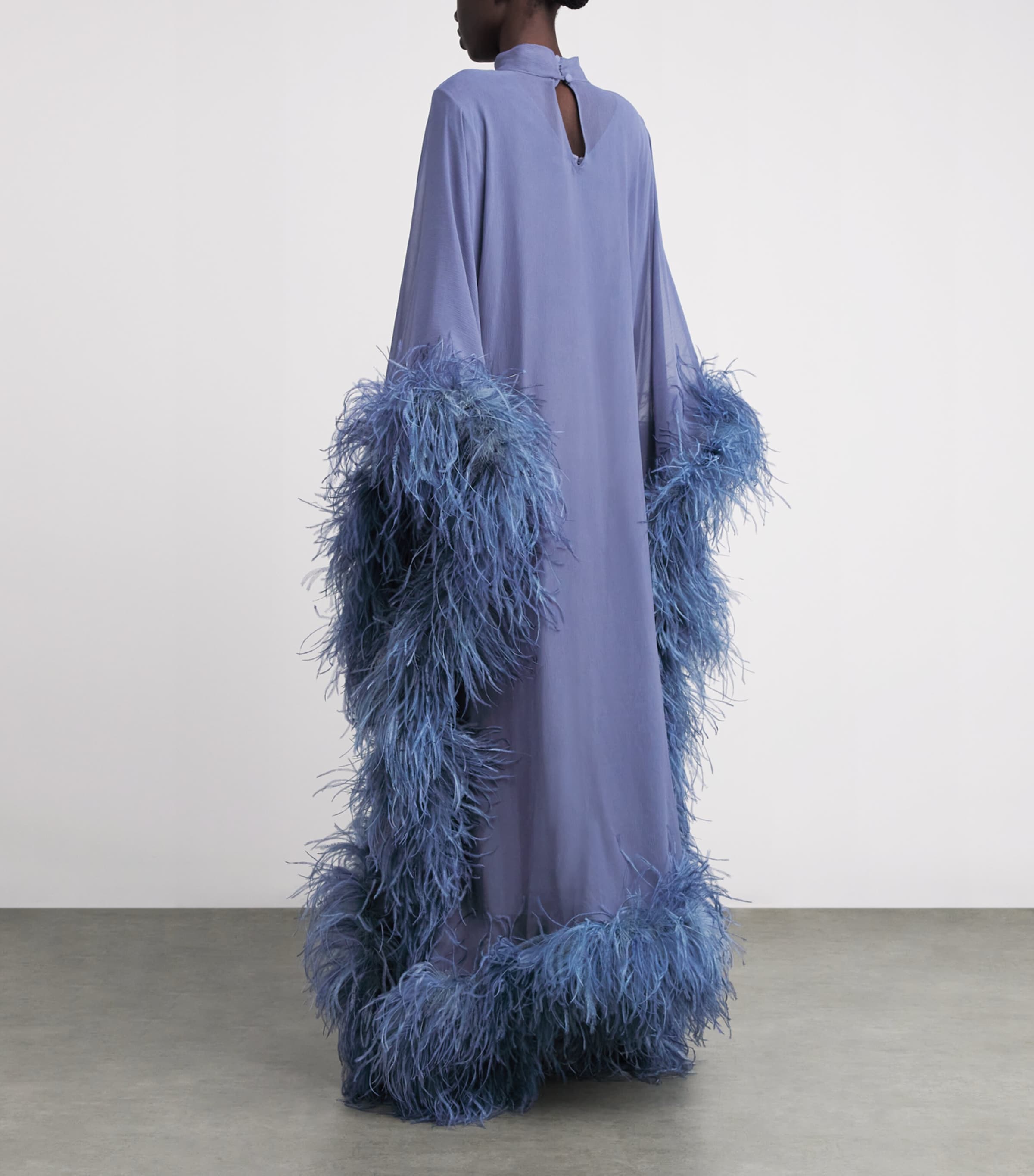 Taller Marmo Womens Silk Casta Diva Royale Kaftan Maxi Dress Smoke Blue Image 3