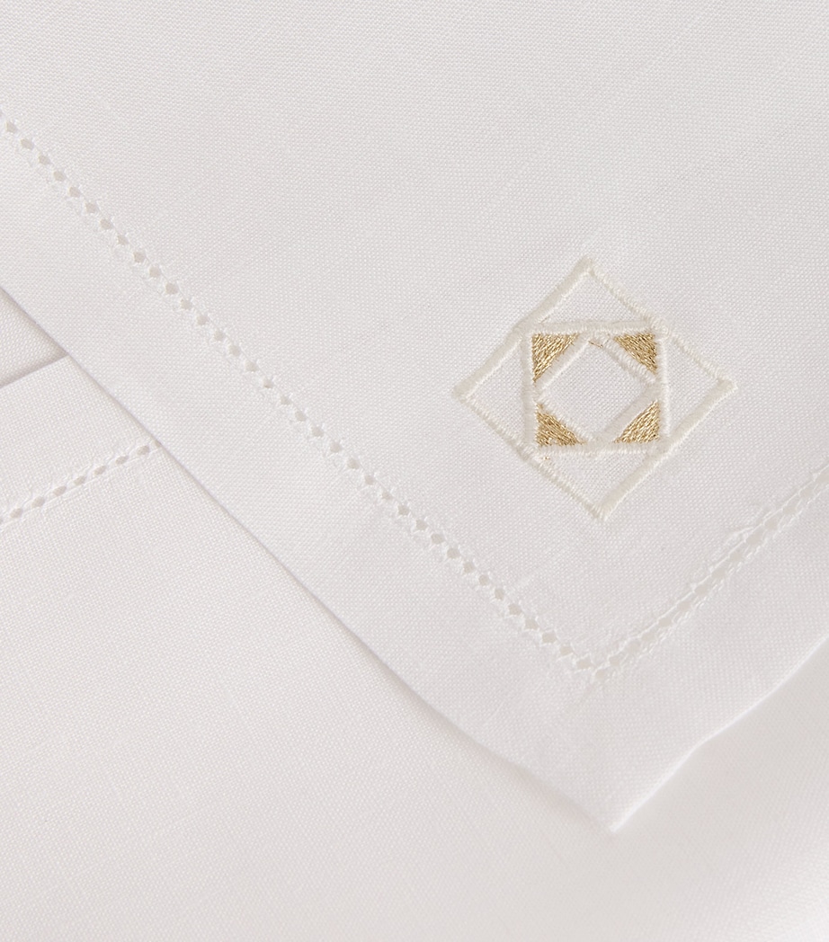 Linen Embroidered Liri Napkin (45cm x 45cm) WHITE/GOLD Image 4