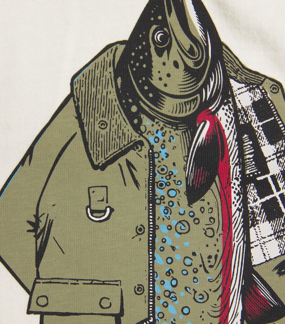 Barbour Mens x Paul Smith Fishing Jacket T-Shirt Whisper Image 6