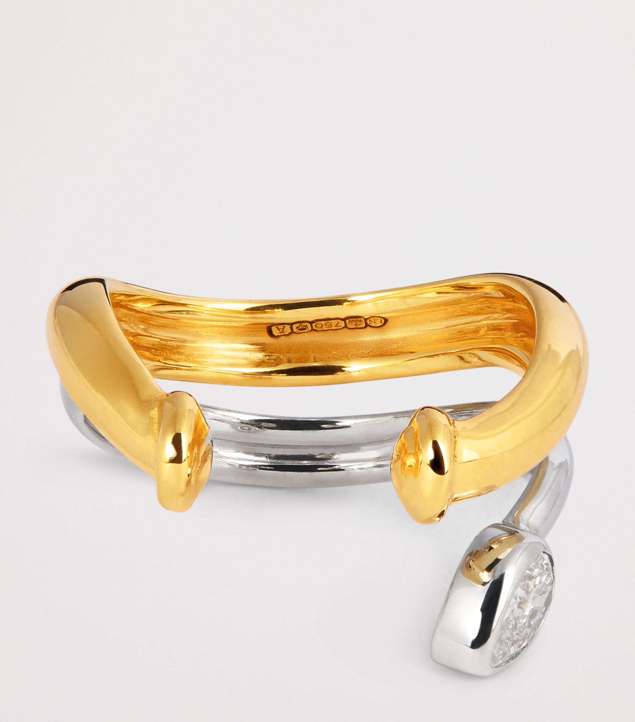 Yellow Gold and Diamond Lot N*93 Boa Double Ear Cuff MIXED GOLD Image 3