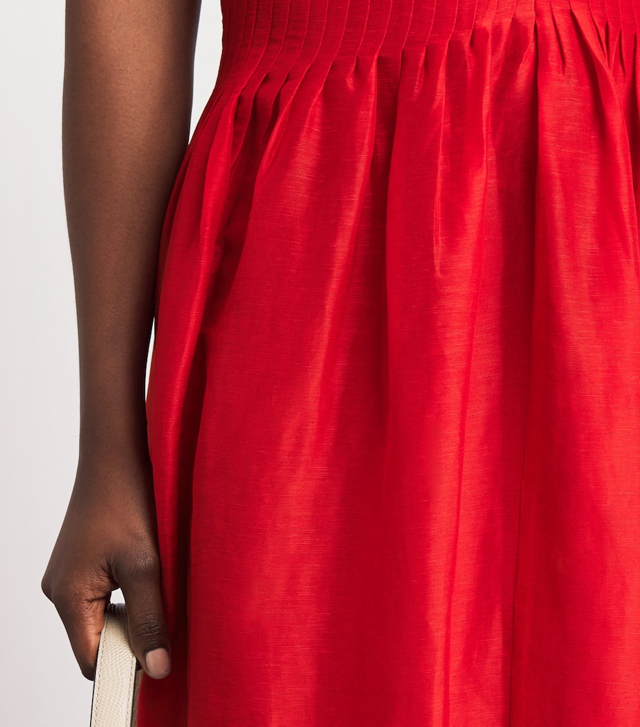 Tory Burch Womens Linen-Silk Maxi Dress Bright Red Image 3