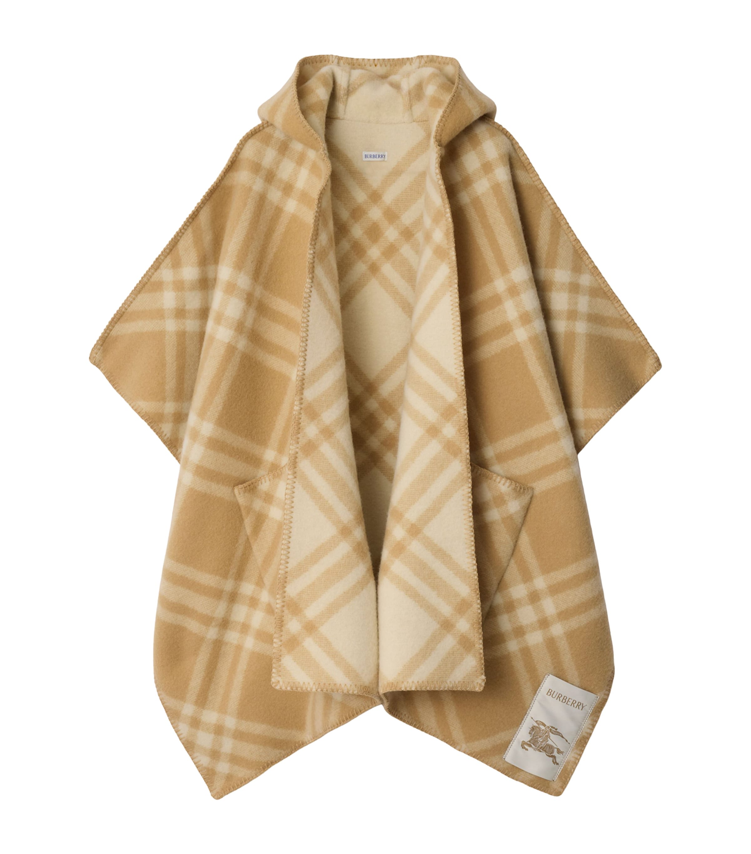 Wool Reversible Check Cape SAND Image 1