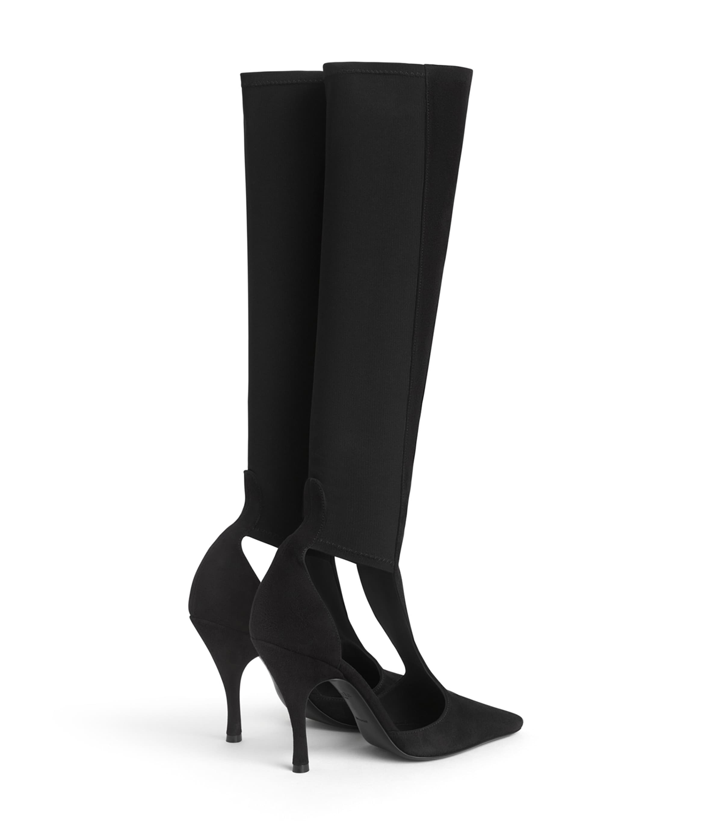 Alaïa Suede Cut-Out Boots 100 Black Image 3