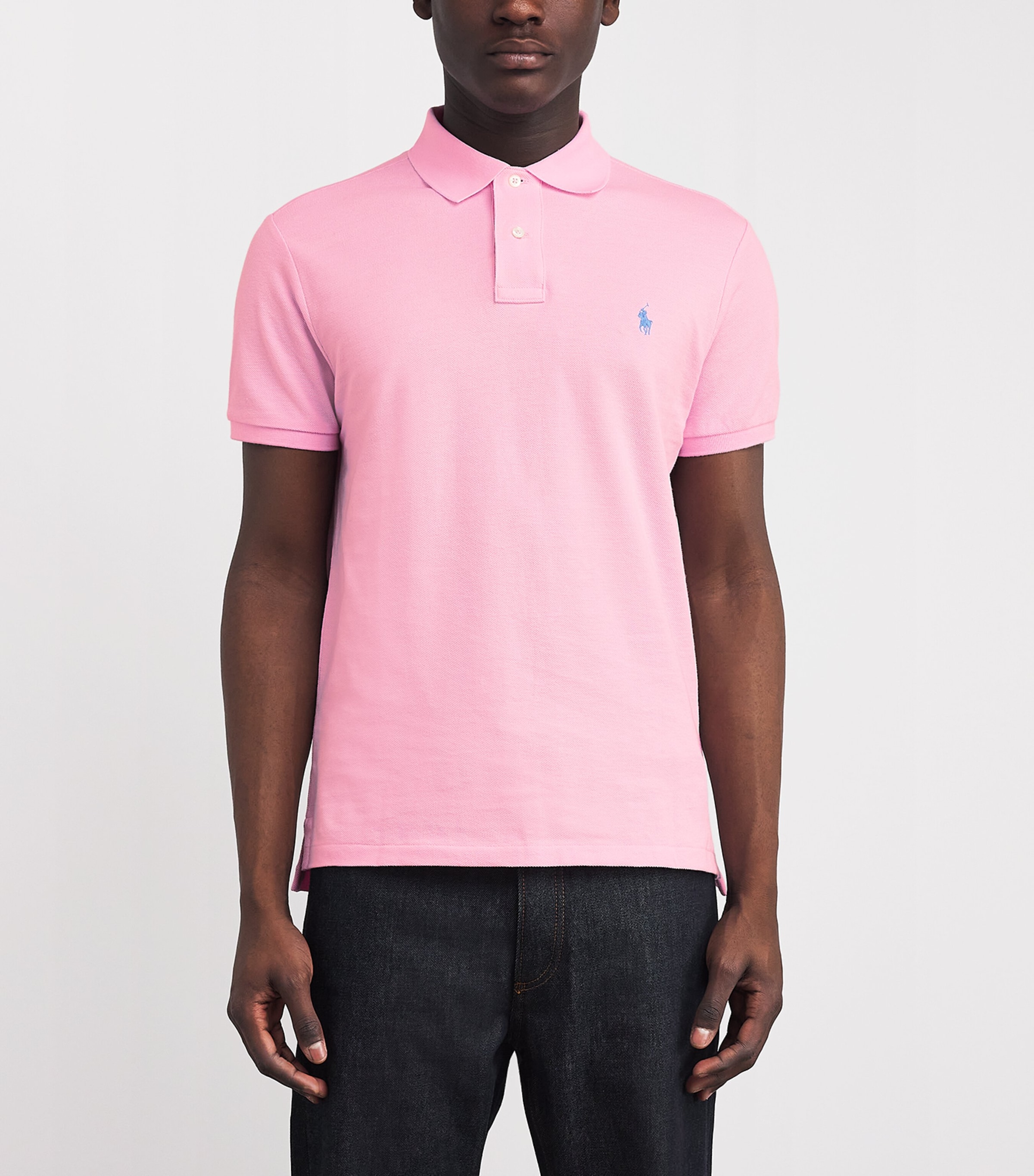 Polo Ralph Lauren Mens Cotton-Mesh Polo Shirt Pink Image 3