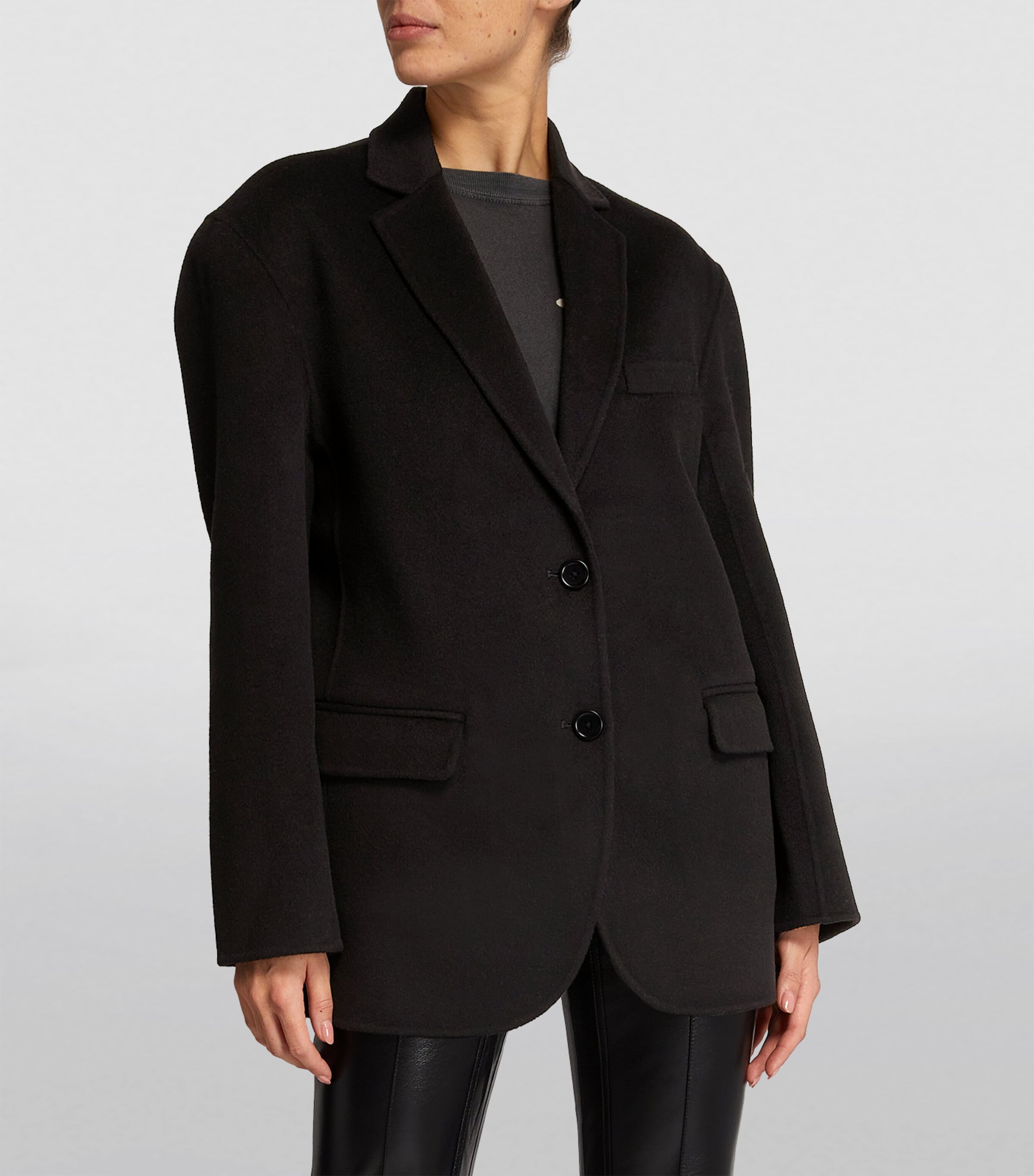 ANINE BING Womens Wool Quinn Blazer Black Image 3