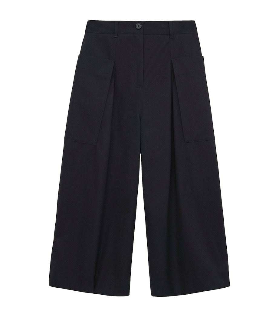 LOEWE Womens Cotton-Silk Cropped Trousers Black Image 1