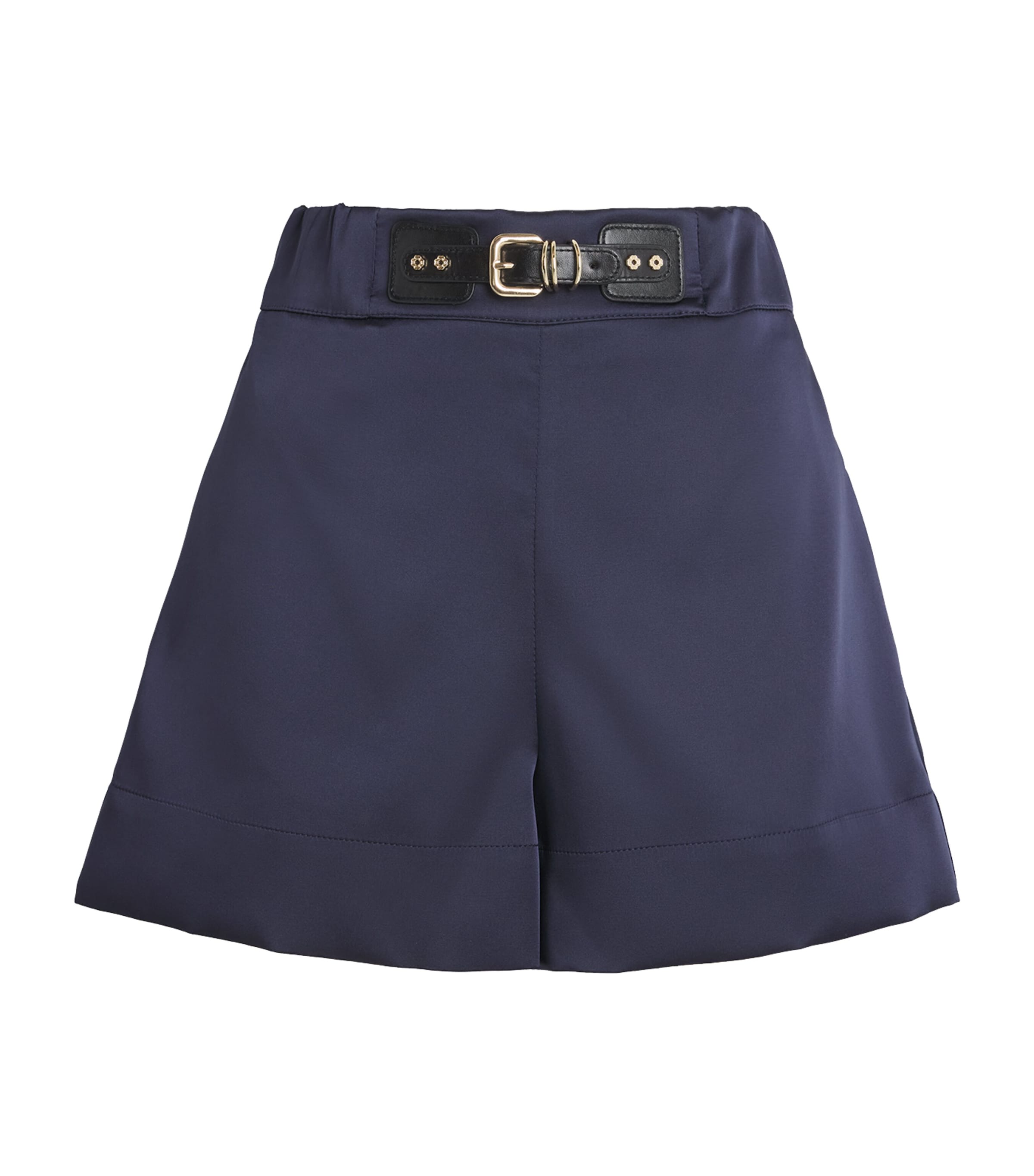 Maje Womens Satin Belted Shorts Navy Image 1