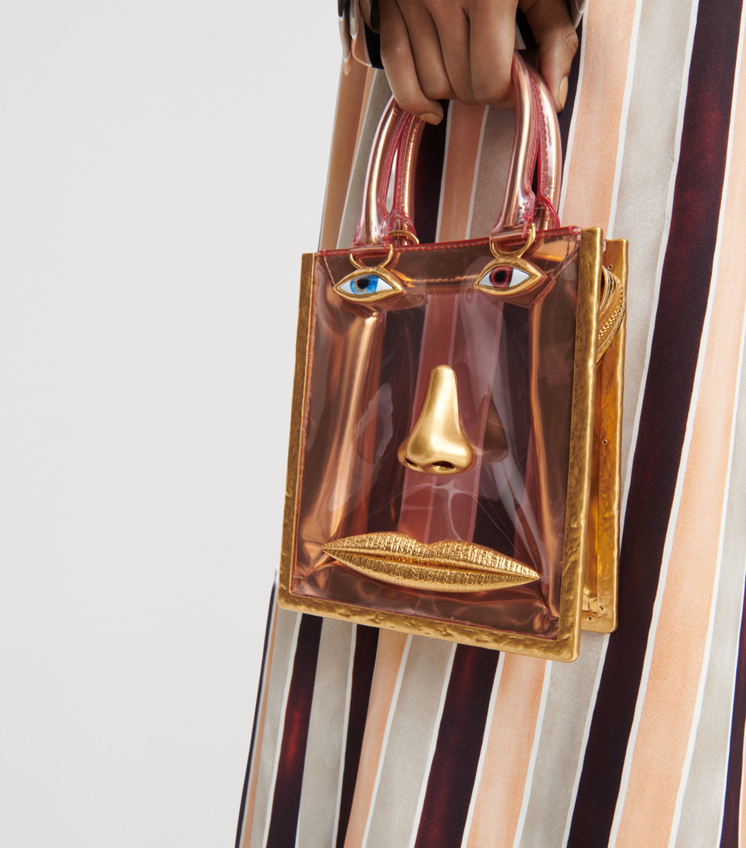 Schiaparelli Mini Vinyl Face Top-Handle Bag Gold/pink Image 3