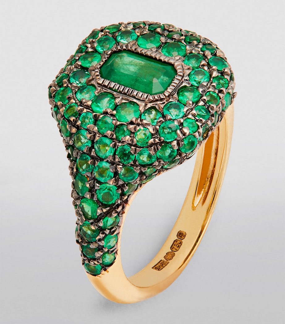Yellow Gold and Emerald Pavé New Modern Pinky Ring YELLOW GOLD Image 2
