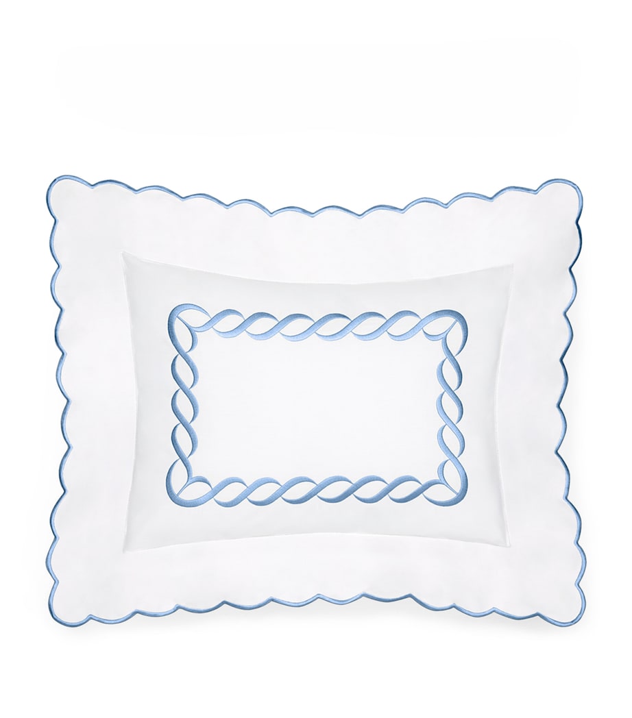 Pratesi Treccia Oxford Pillowcase (30cm x 40cm) Wht/medium Blue Image 1