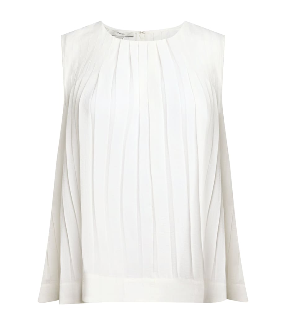 Pleated Sleeveless Top 101OWH-OFF WHITE Image 1