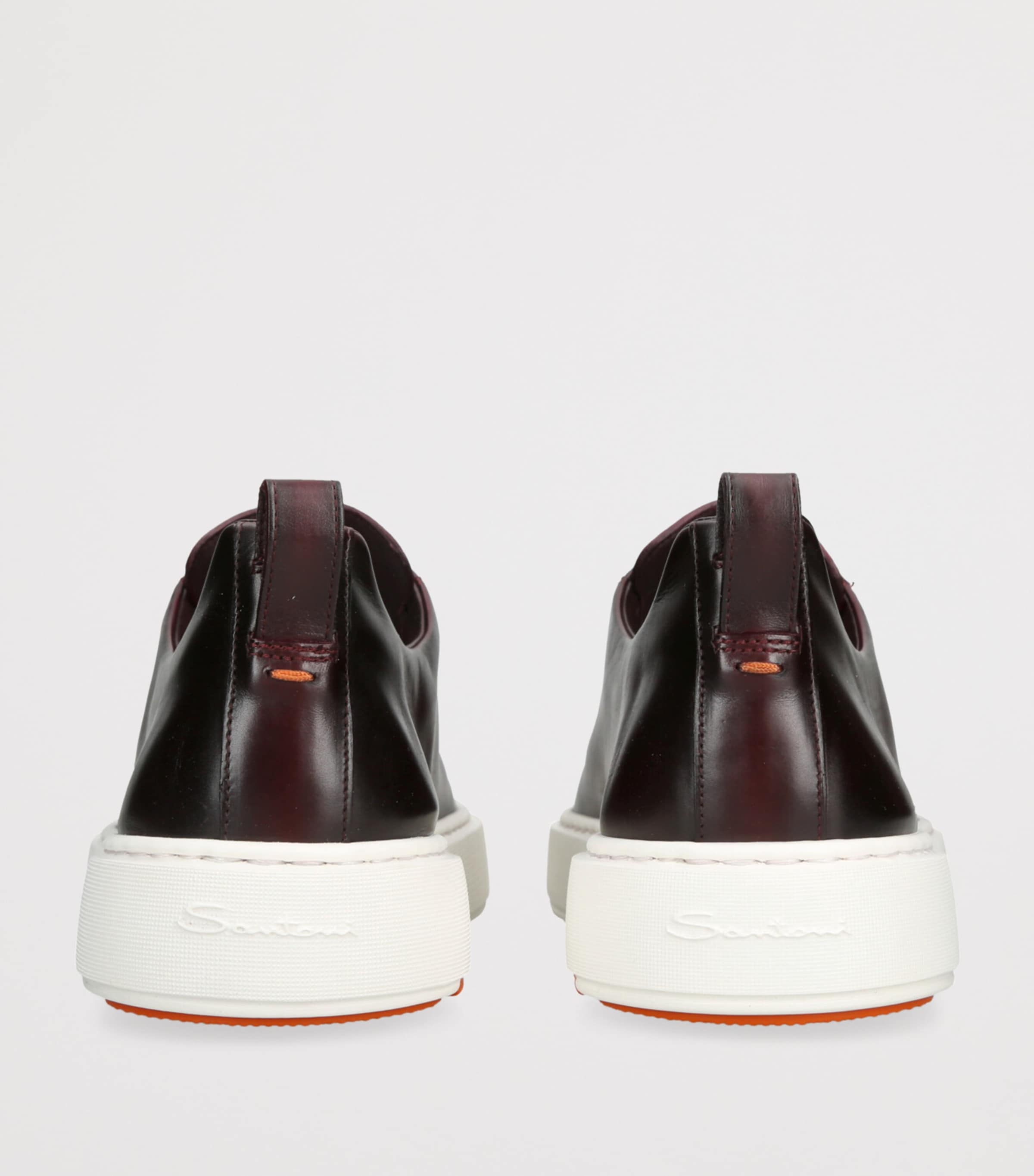 Santoni Mens Leather Victory Sneakers Wine Image 2