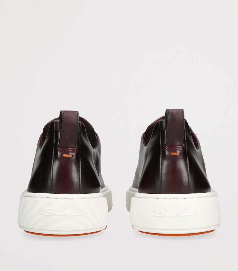 Santoni Mens Leather Victory Sneakers Wine Image 2