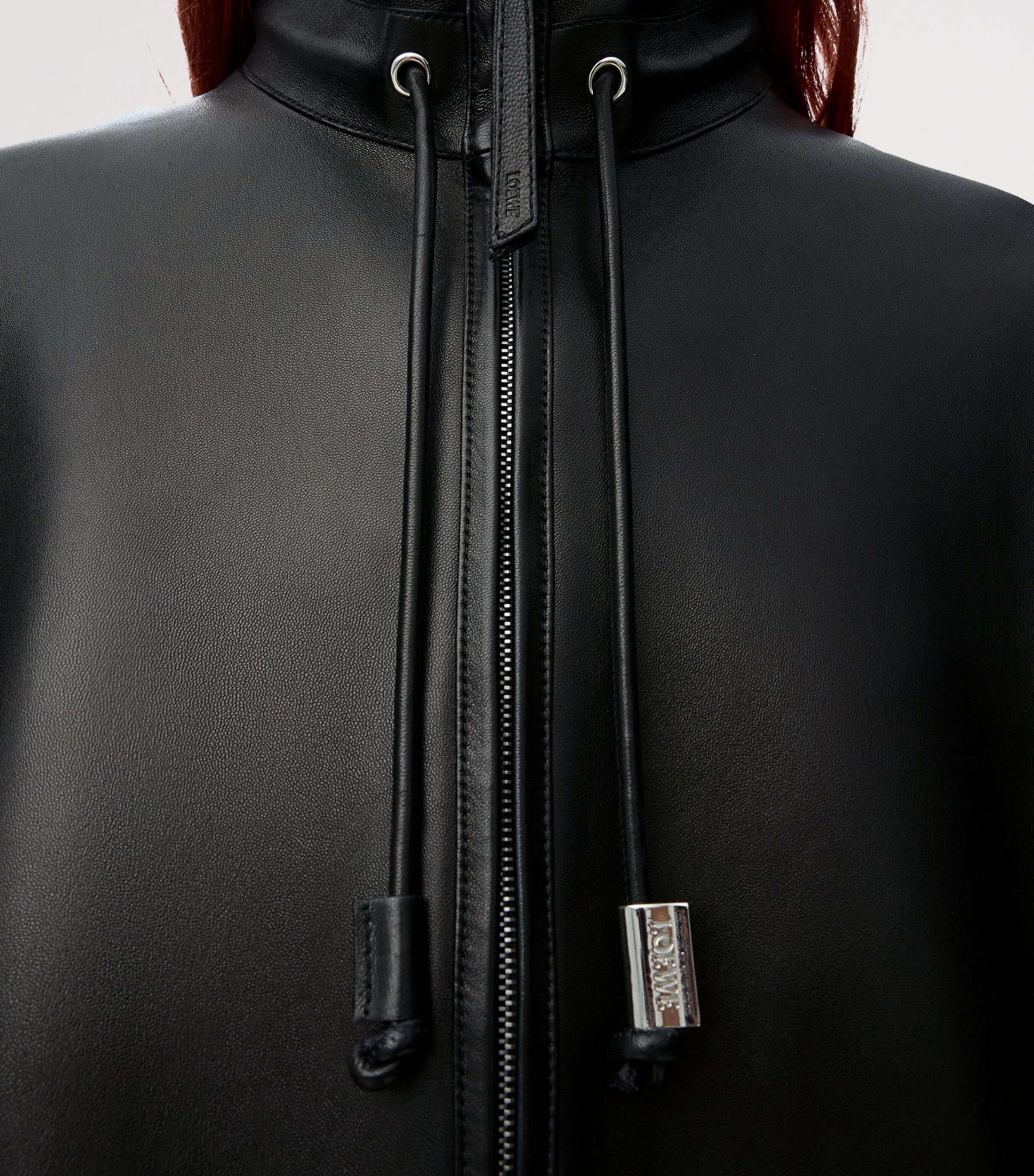LOEWE Mens Leather Track Jacket Black Image 5