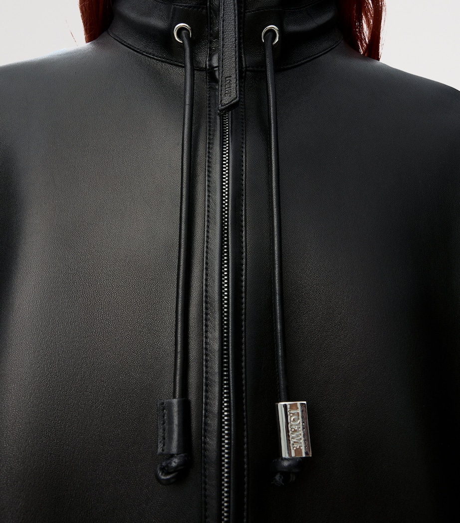 LOEWE Mens Leather Track Jacket Black Image 5