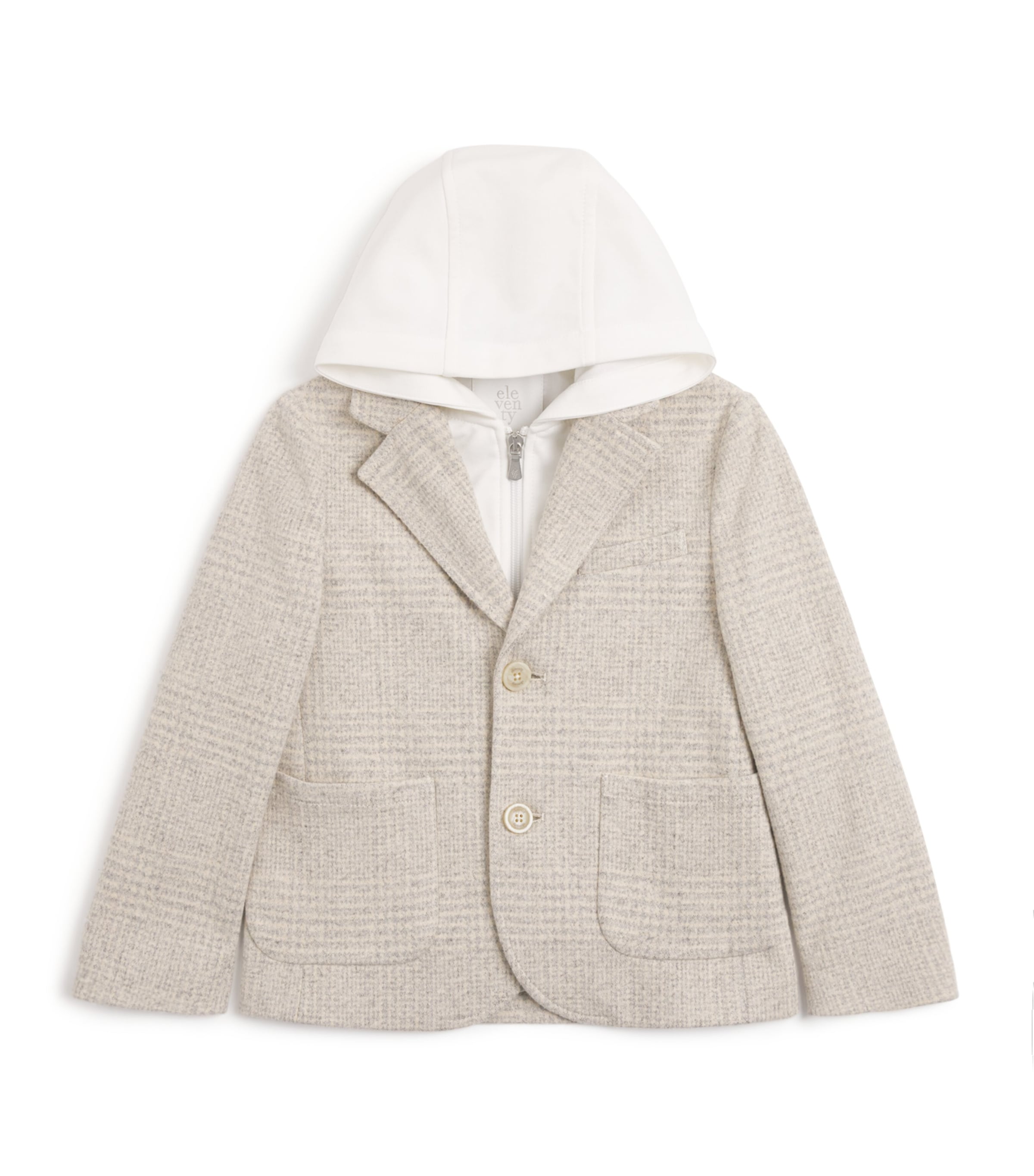 Eleventy Hooded Check Suit Jacket In Gray