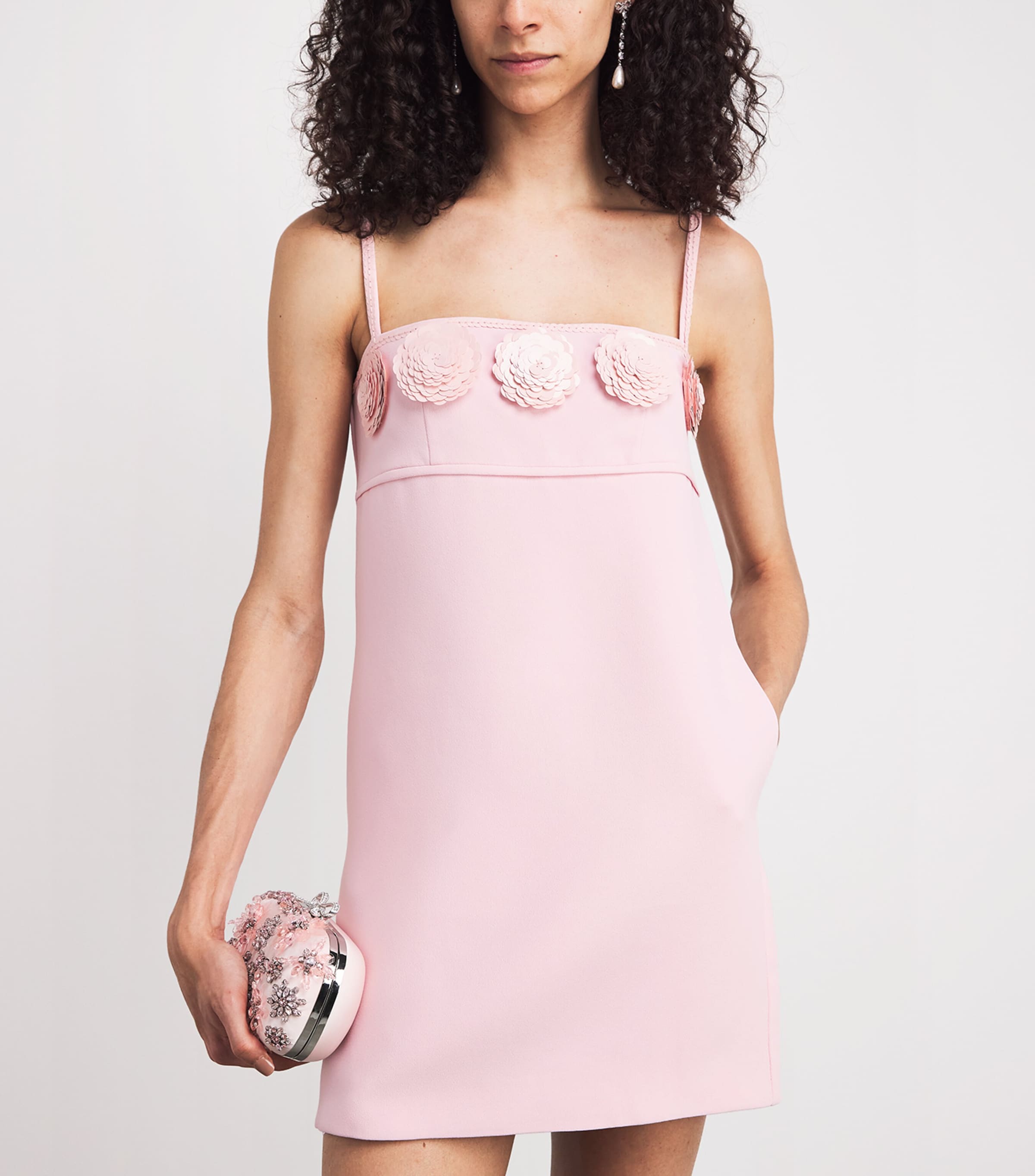Self-Portrait Womens Crepe Floral Mini Dress Pink Image 3