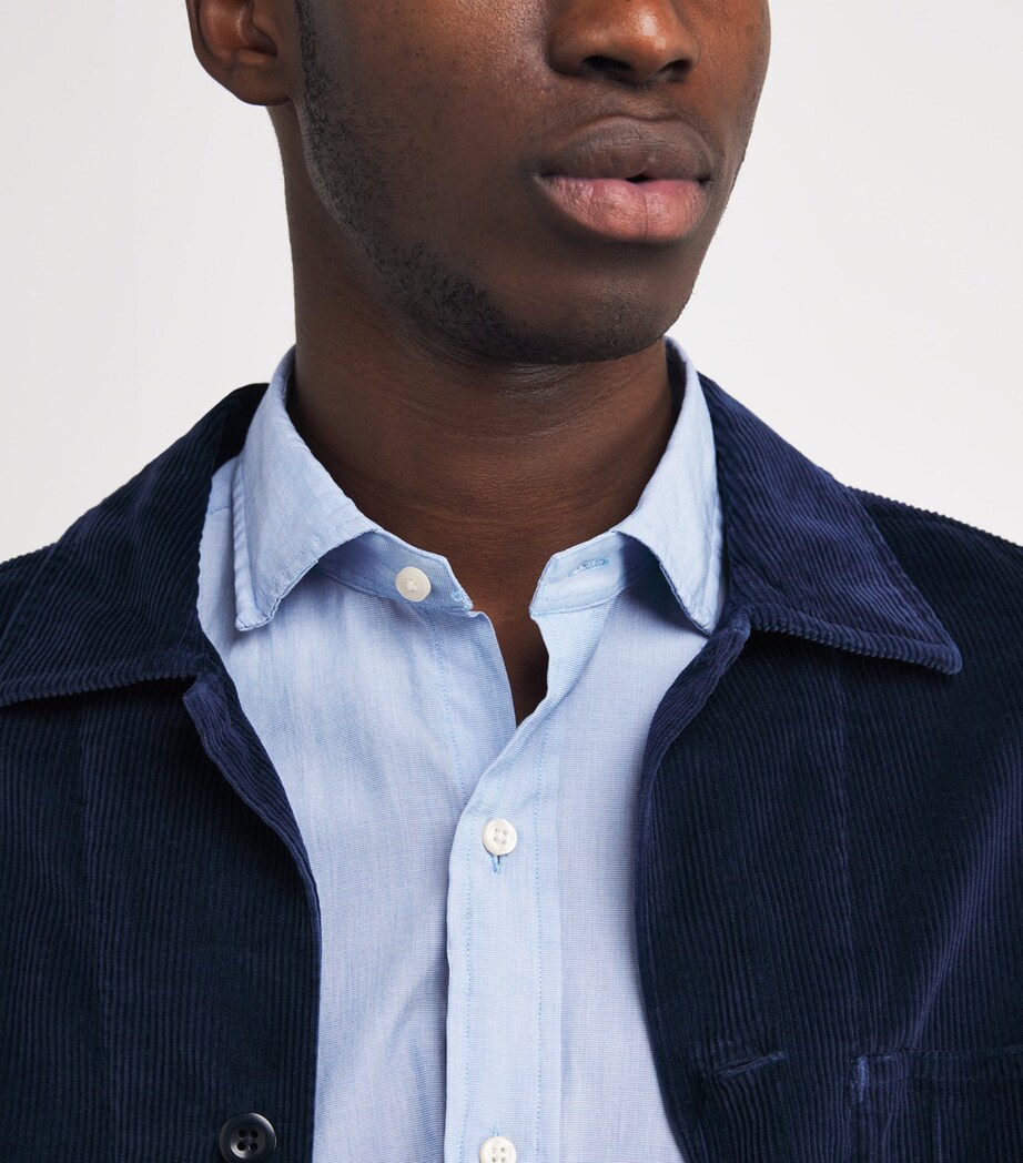Cotton End-on-End Shirt BLUE WHITE Image 6
