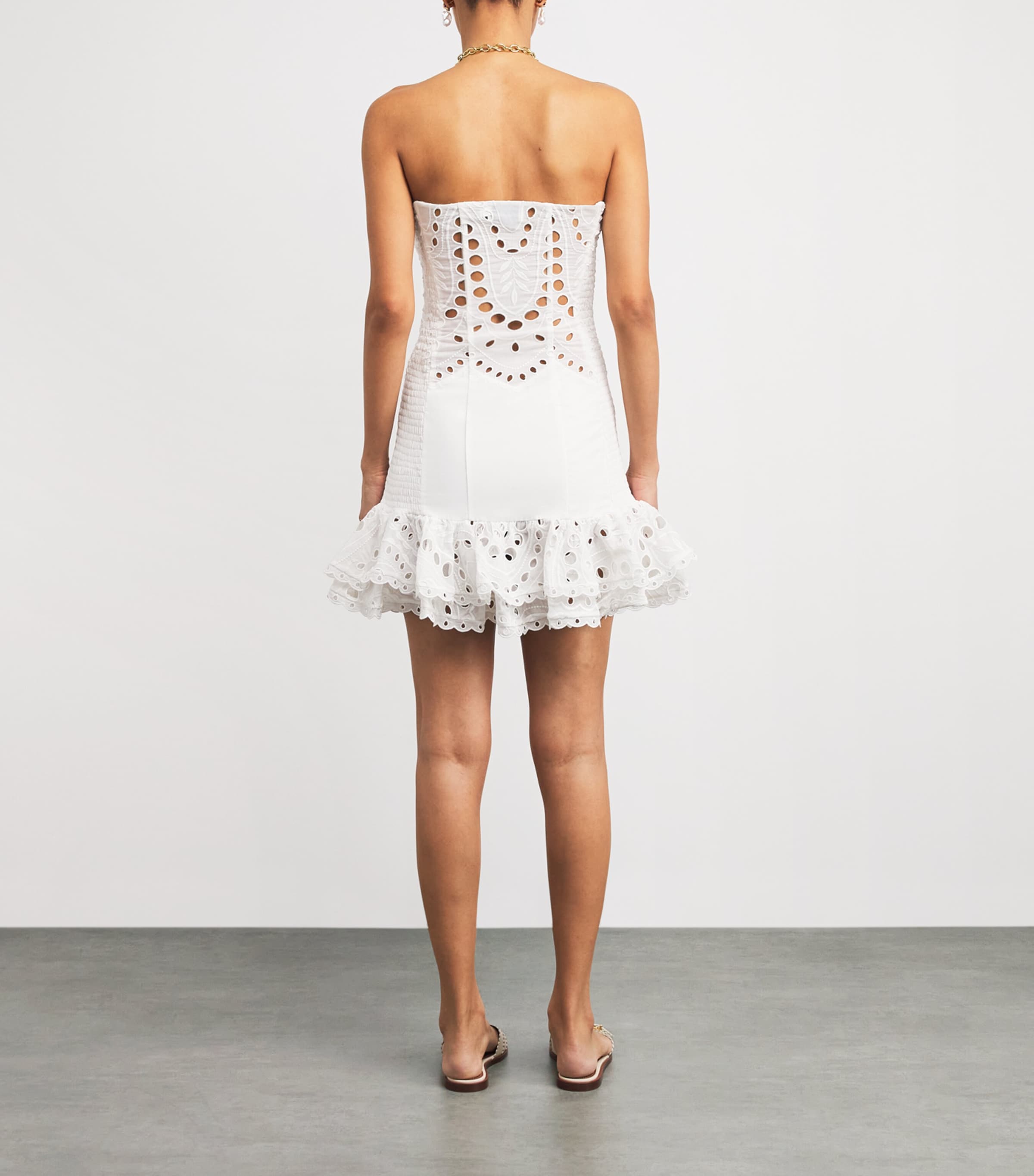 Cotton-Blend Salty Mini Dress WHITE SEALACE Image 3