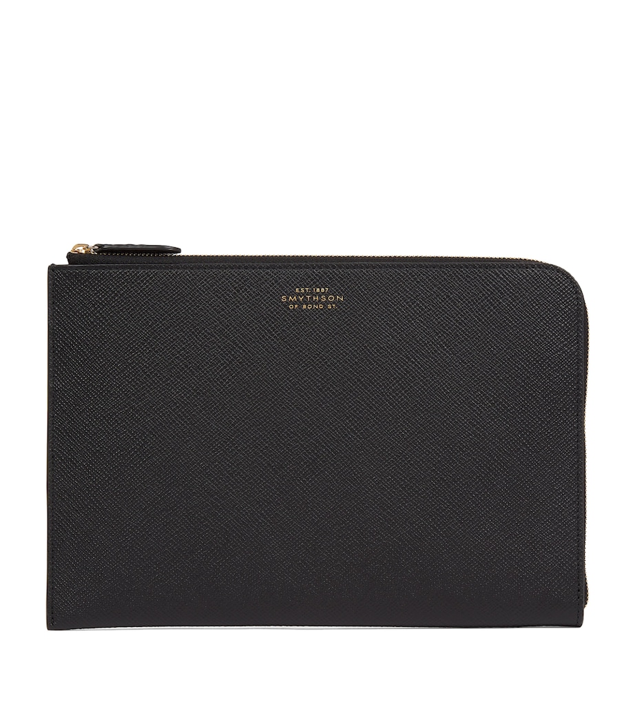 Smythson Panama Leather Slim Pouch Black Image 1