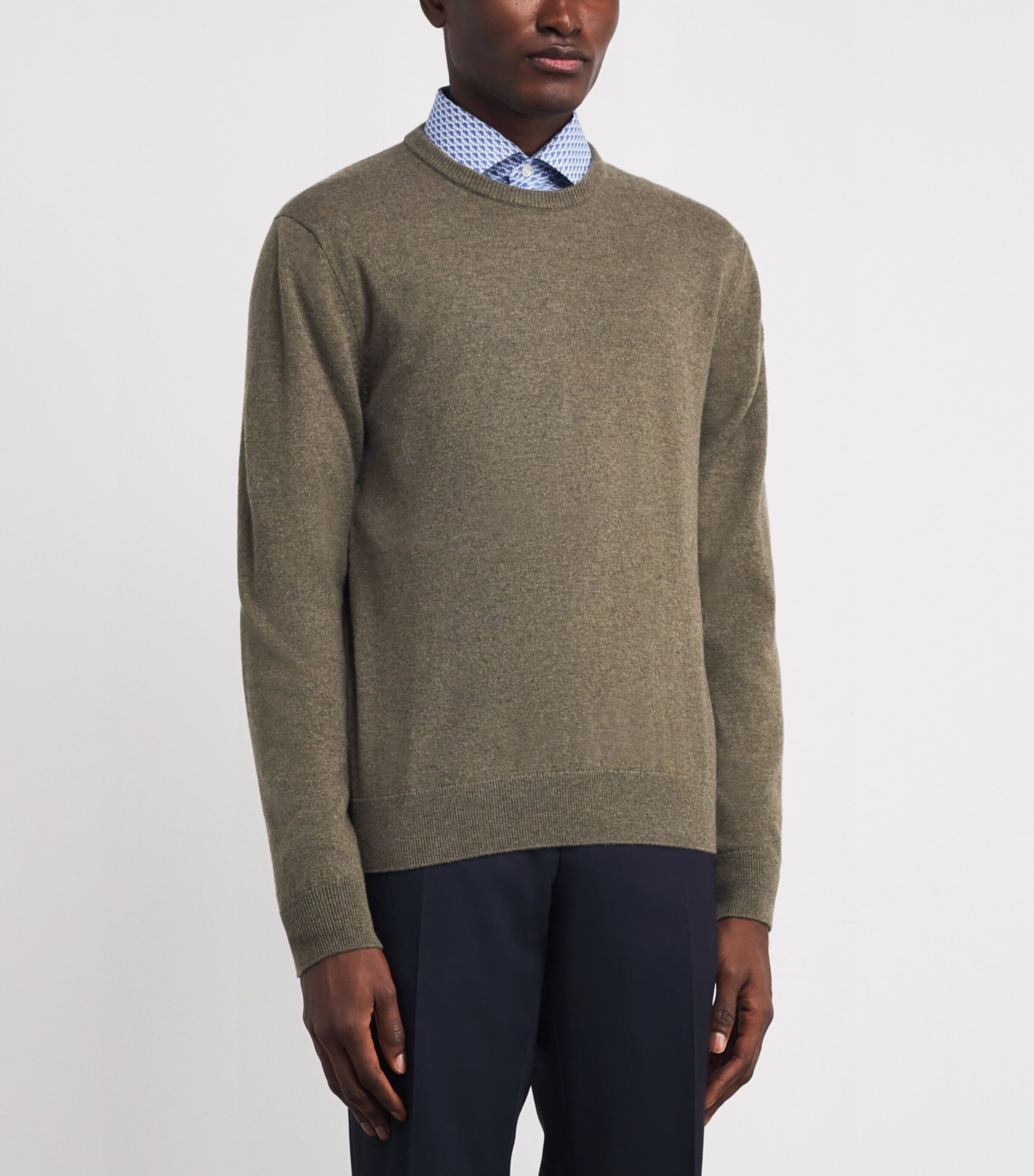 Ralph Lauren Purple Label Mens Cashmere Crew-Neck Sweater Thicket Moss Melange Image 3