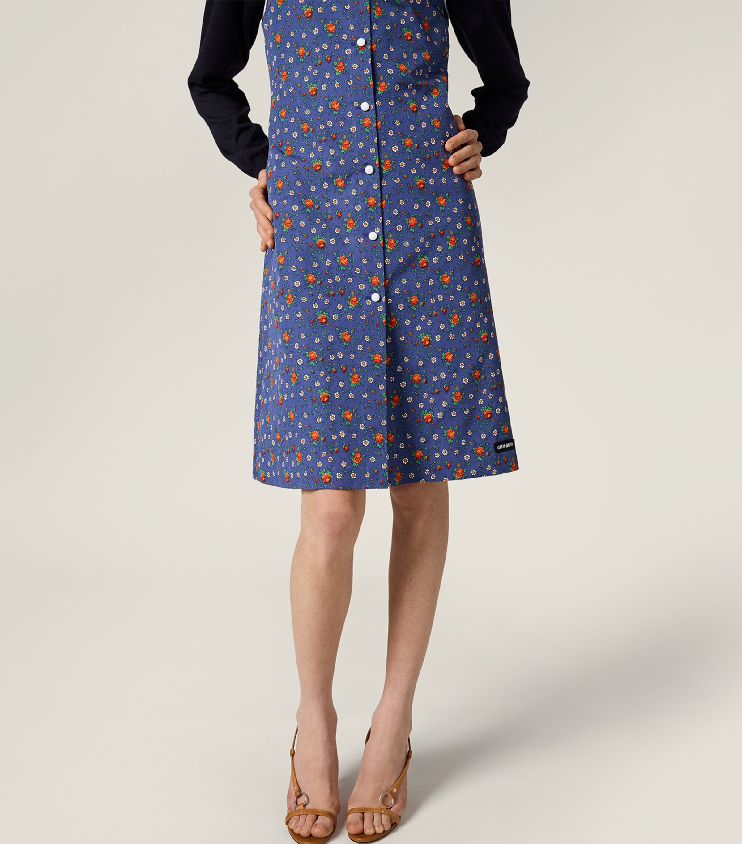 Miu Miu Womens Cotton Poplin Floral Mini Dress Image 6