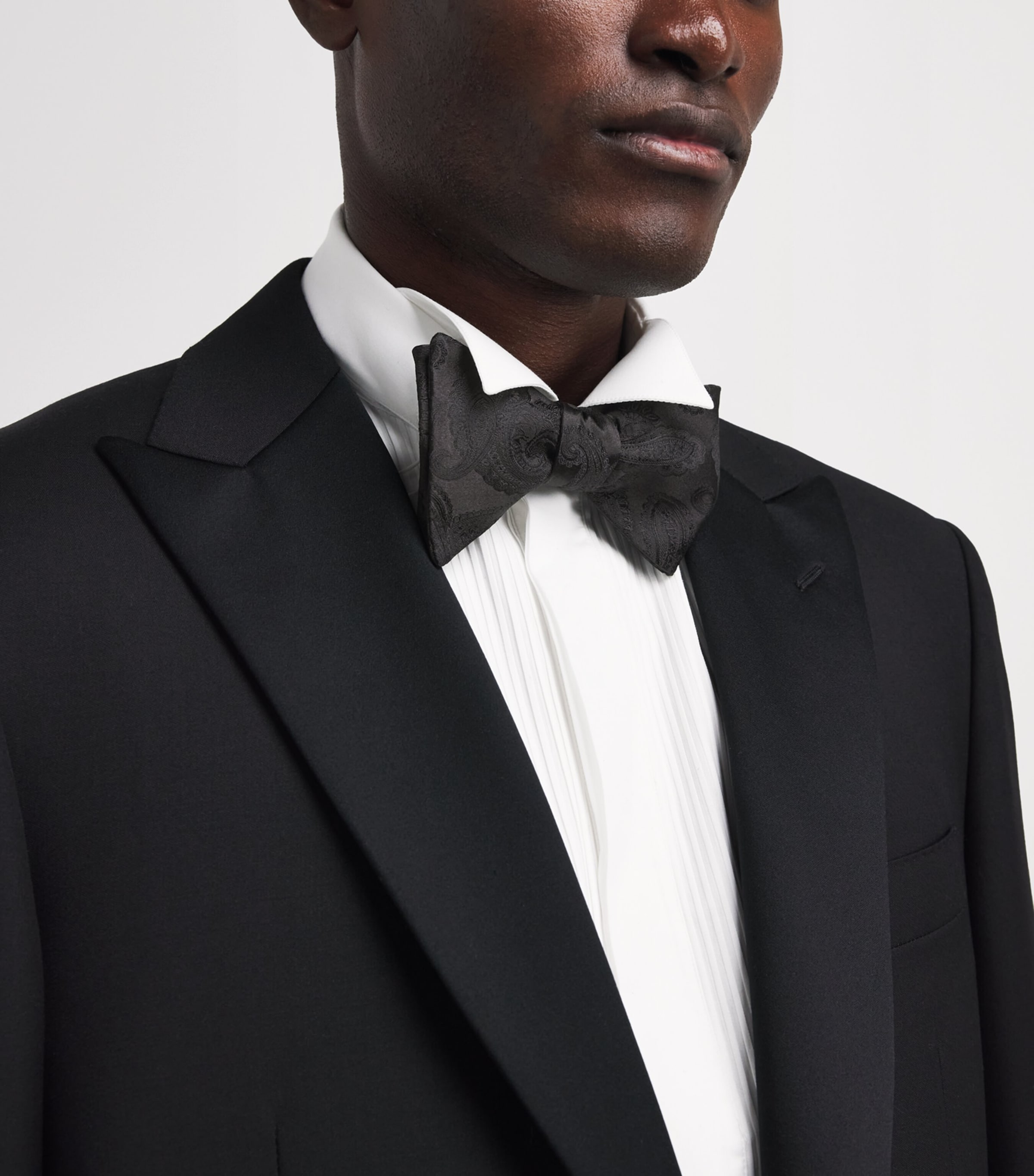 Eton Silk Paisley Bow Tie Black Image 2