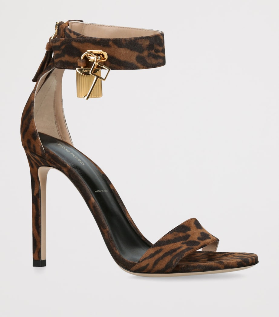 Leather Ocelot Print Padlock Sandals 105 BROWN/OTH Image 3