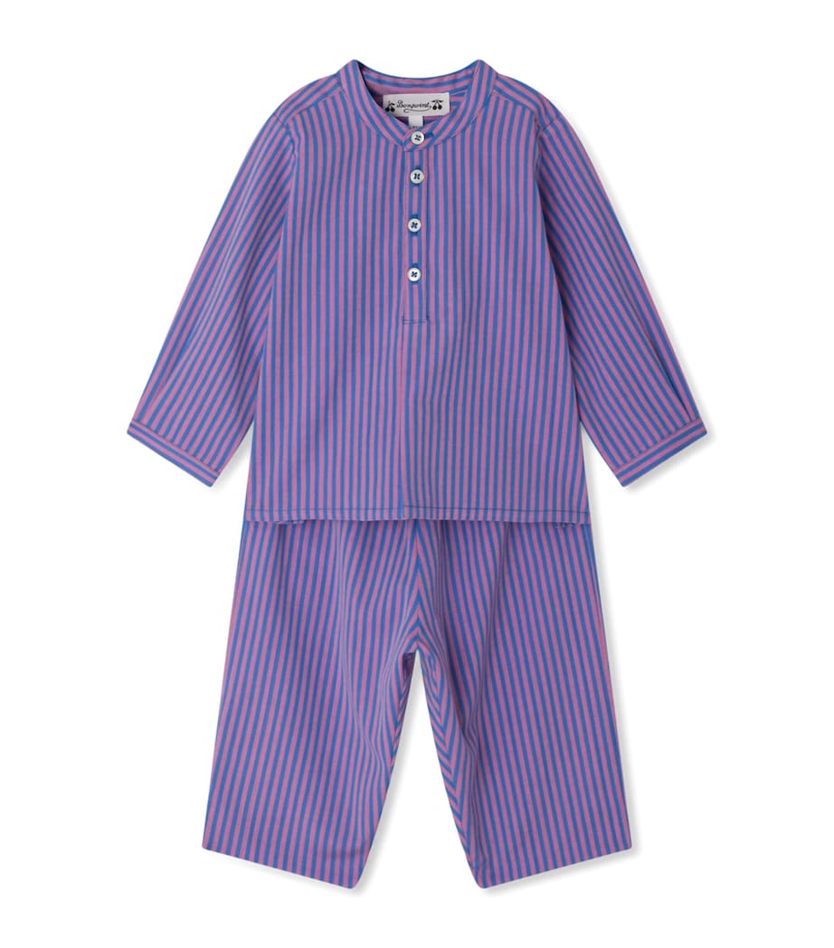 Cotton Polisson Shirt (6-18 Months) RAYURES VIOLET Image 1