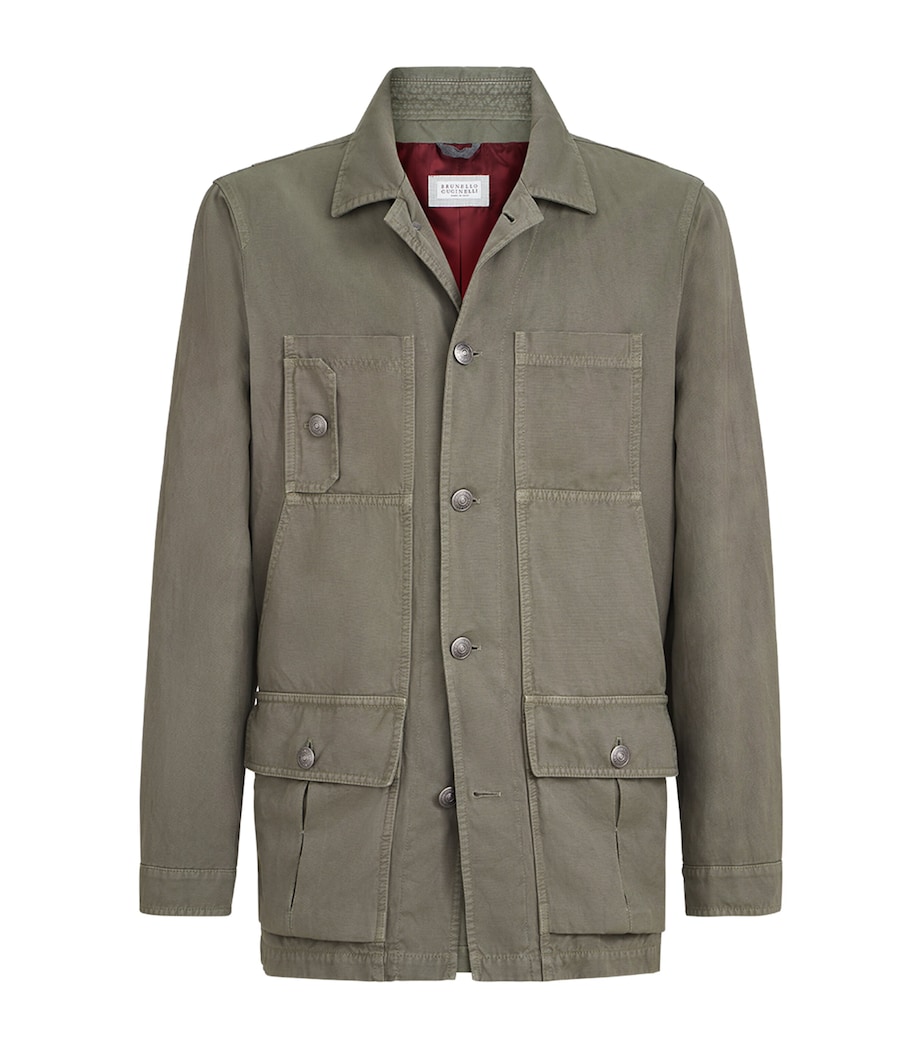 Brunello Cucinelli Mens Cotton-Linen Canvas Jacket Image 1