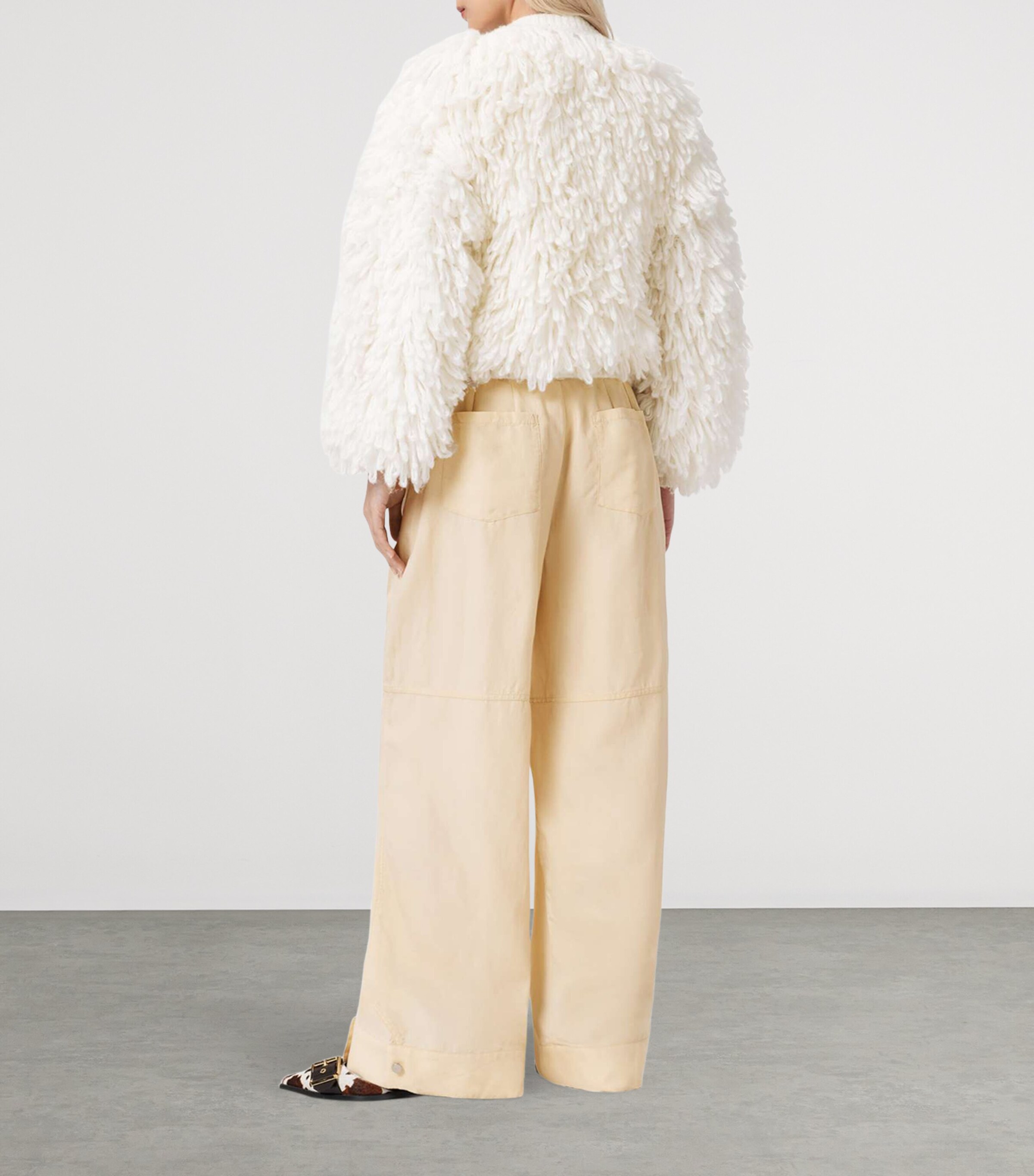 AllSaints Womens Sherell Wide-Leg Trousers Ecru White Image 6