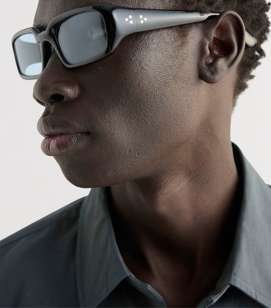 Acetate Mektoub Sunglasses BLACK/RIF BLUE LENS Image 5