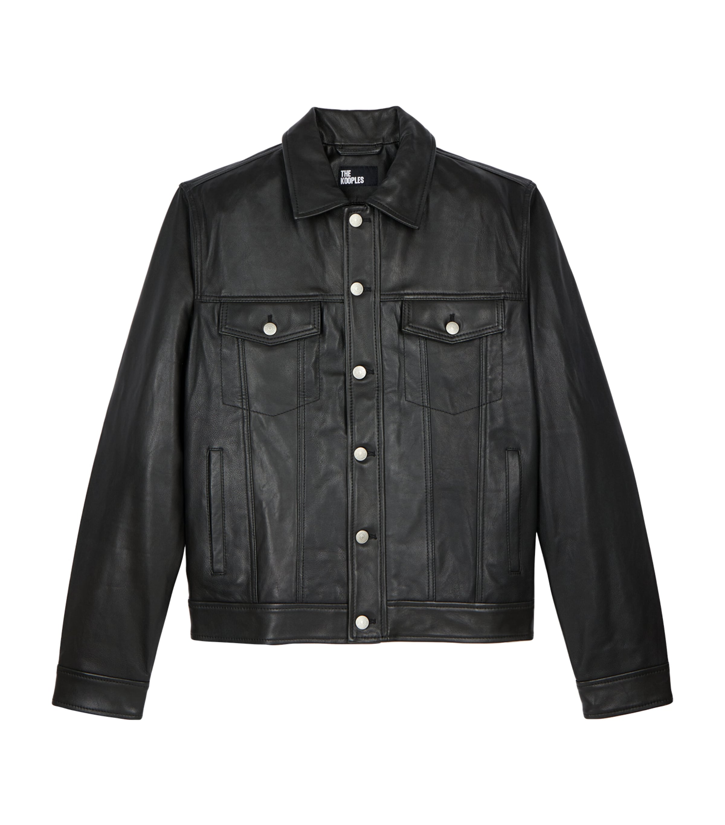 Shop The Kooples Leather Shirt Jacket In Black