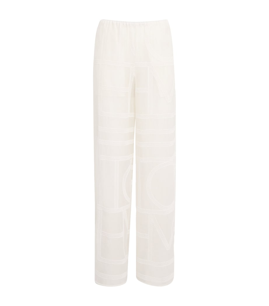 Cotton-Silk Monogram Trousers 047 WHITE Image 1