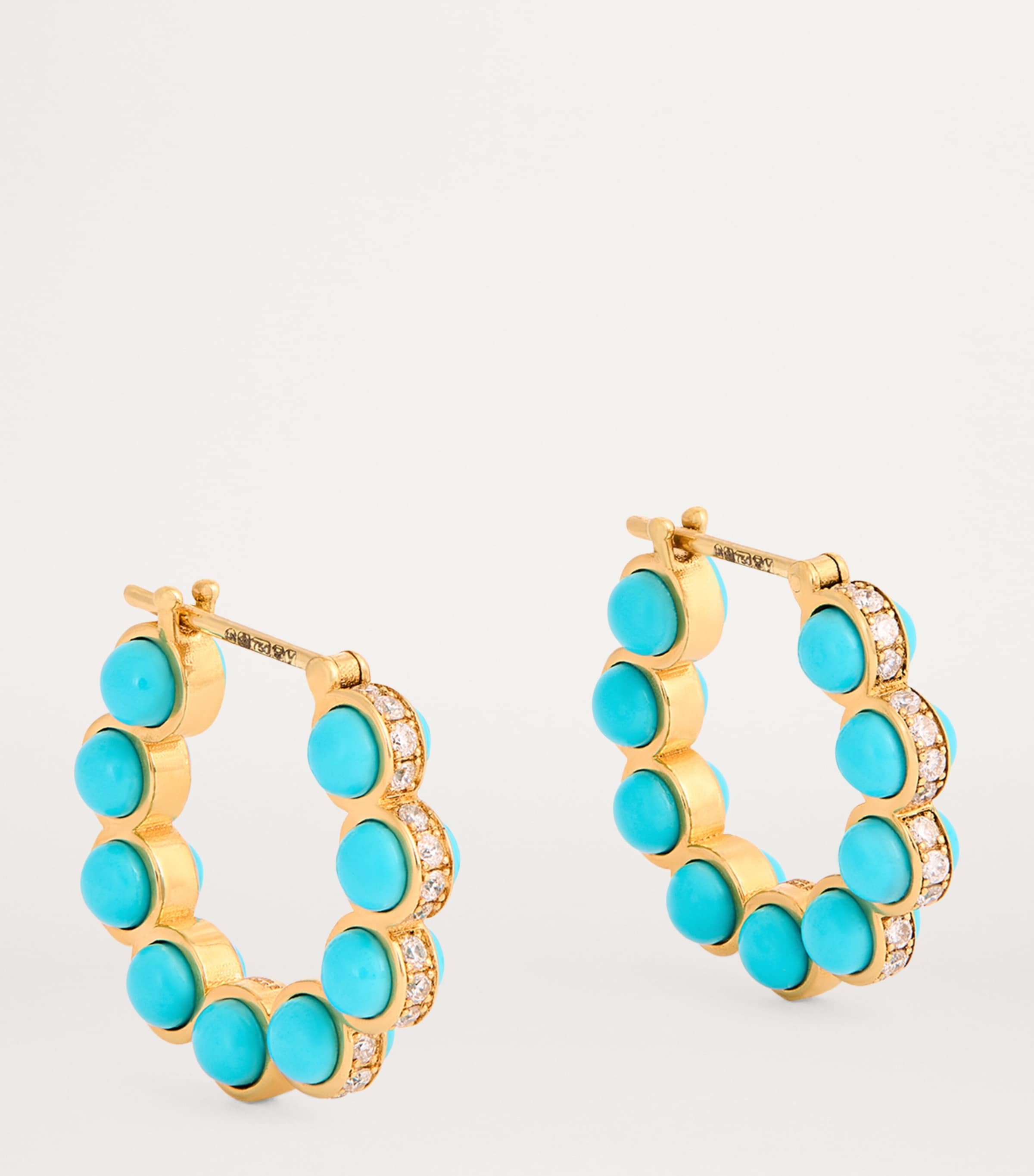 L'ATELIER NAWBAR Yellow Gold and Diamond Atoms Hoop Earrings Yellow Gold Image 3
