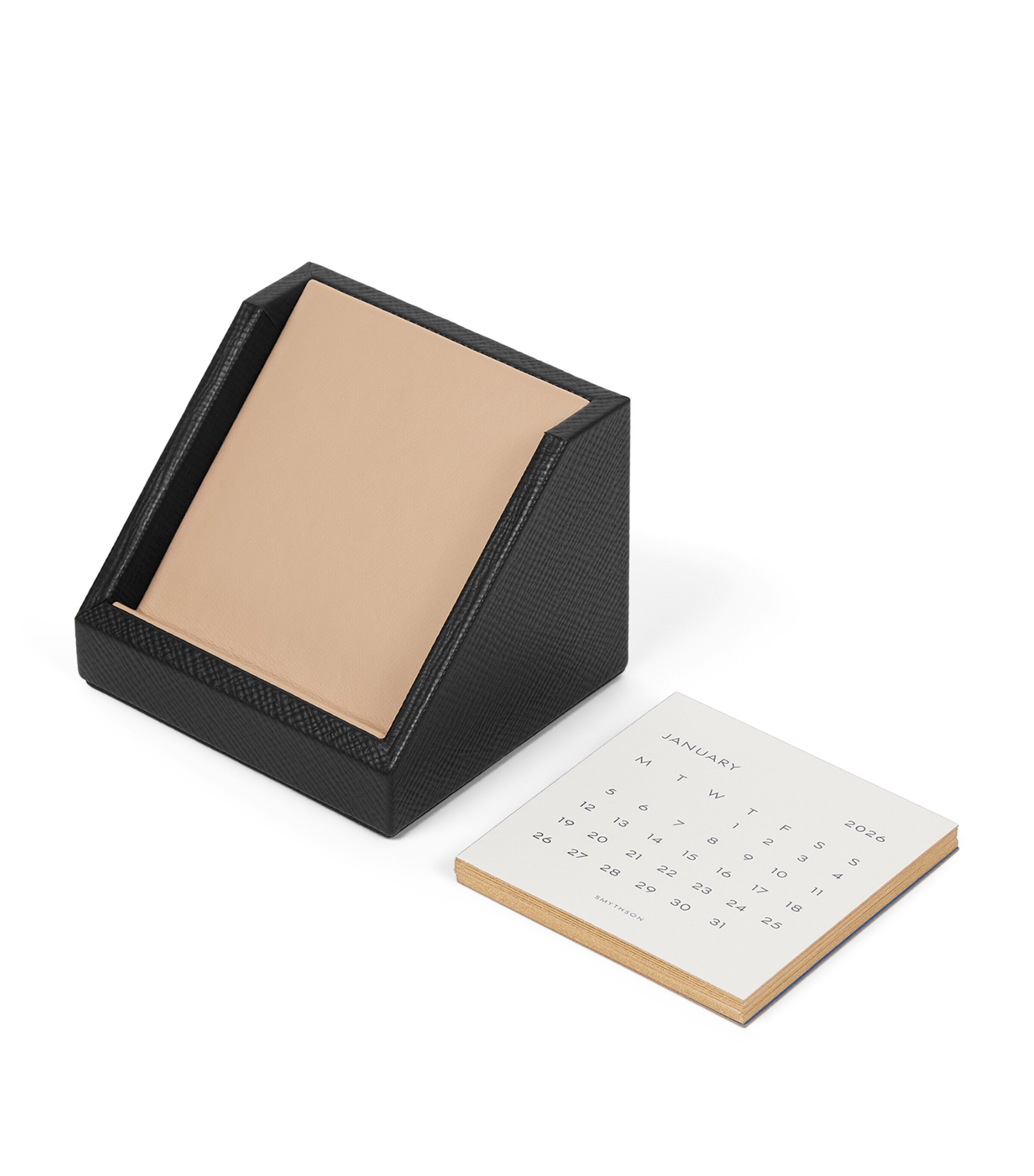 Smythson Leather Desk Calendar Black Image 3