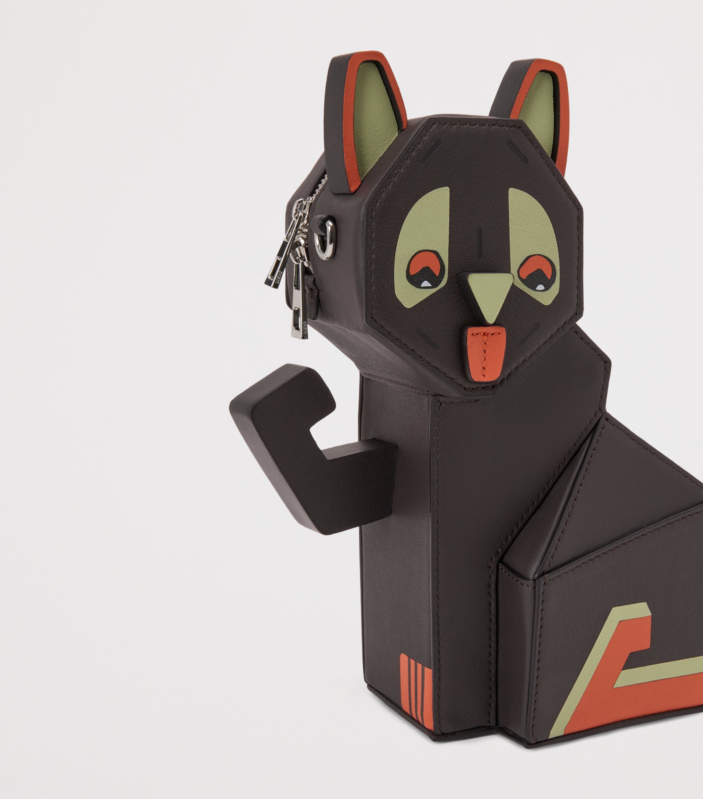 x Louis Wain Leather Futurist Cat Clutch DARK TAUPE Image 6