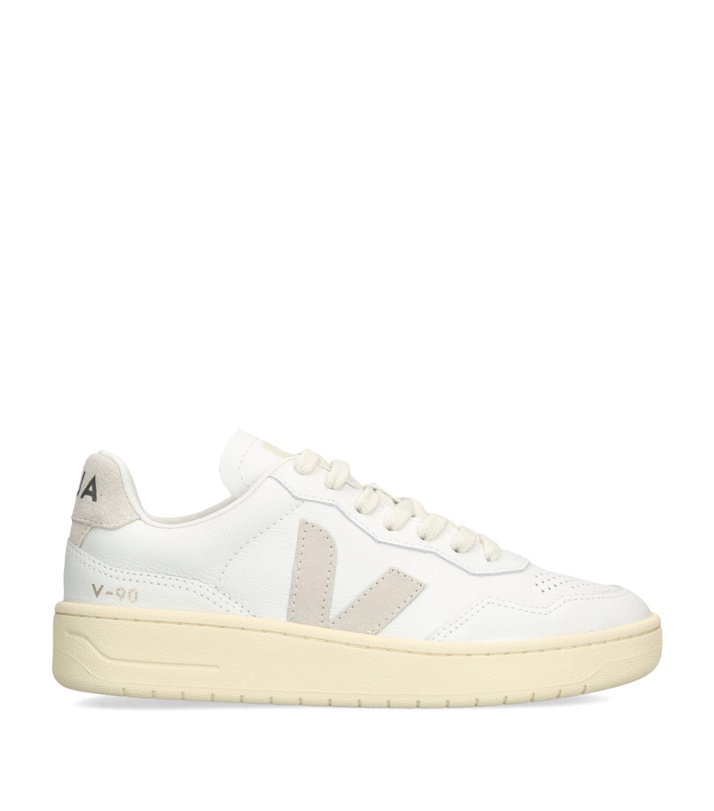 Veja V-90 O. T. Leather Sneakers In White