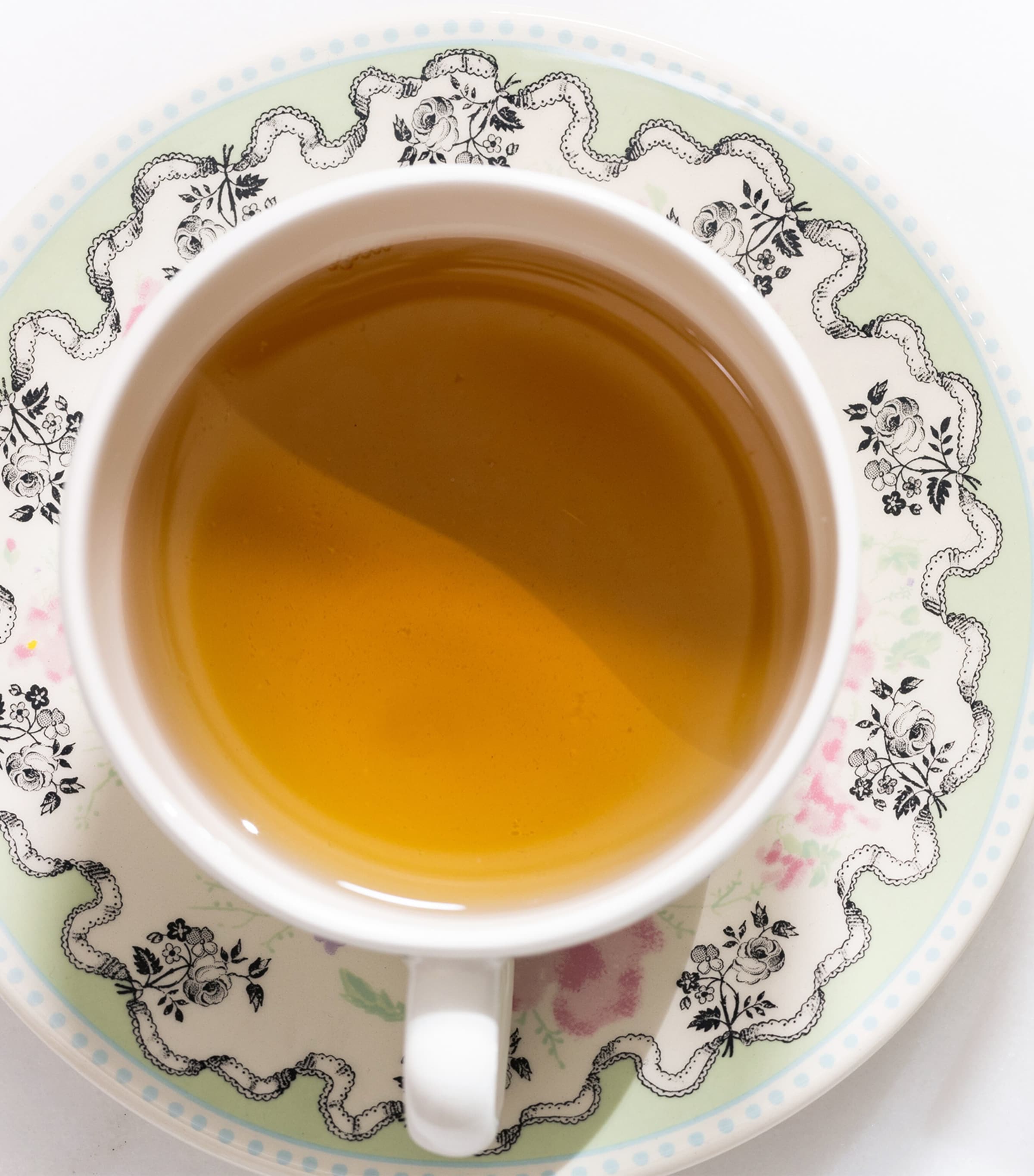Gien x Ladurée Set of 2 Pompadour Tea Cups and Saucers (15cm) White, Pink, Green Image 2