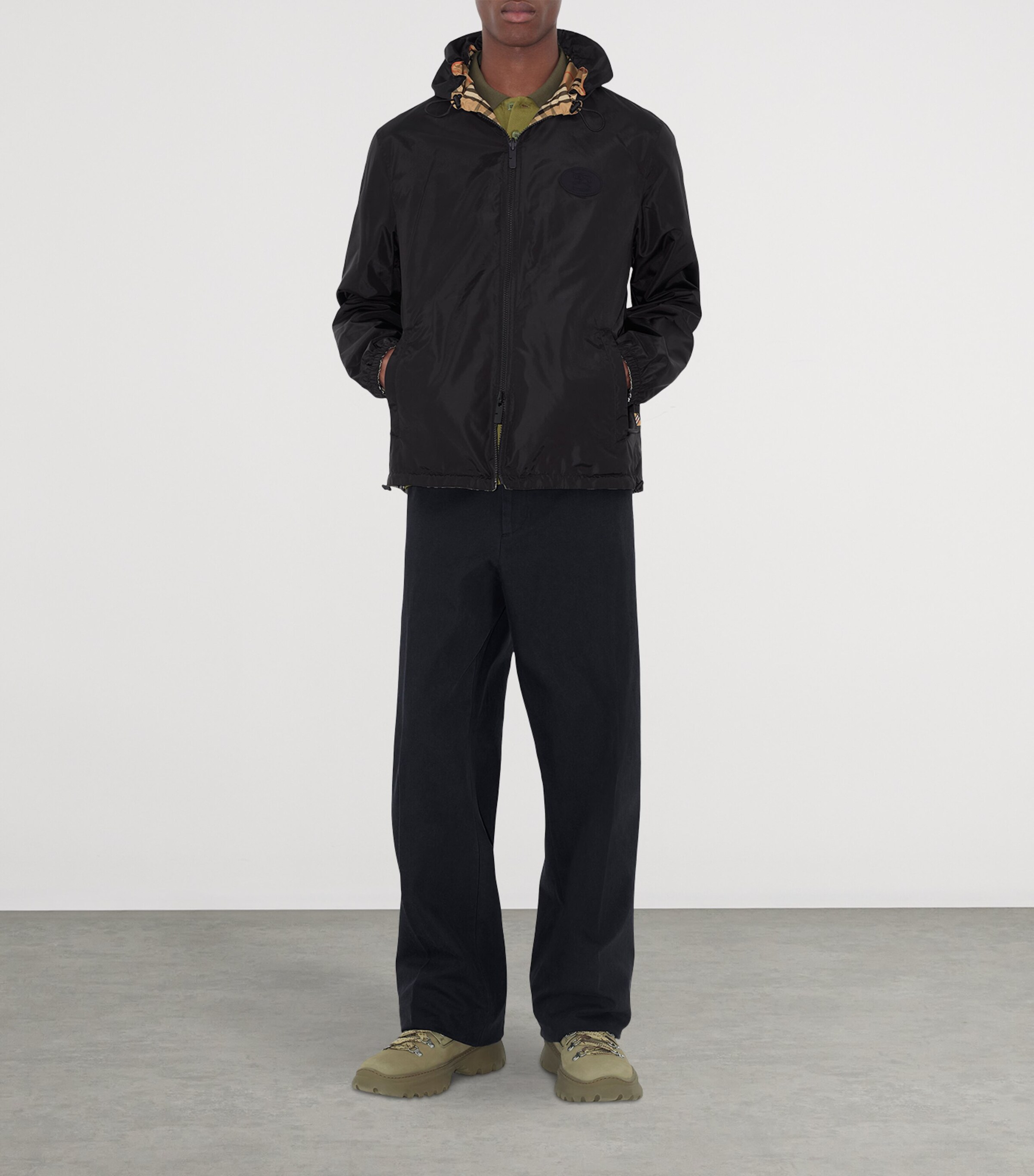 Reversible Check Hooded Jacket SAND IP CHECK Image 3