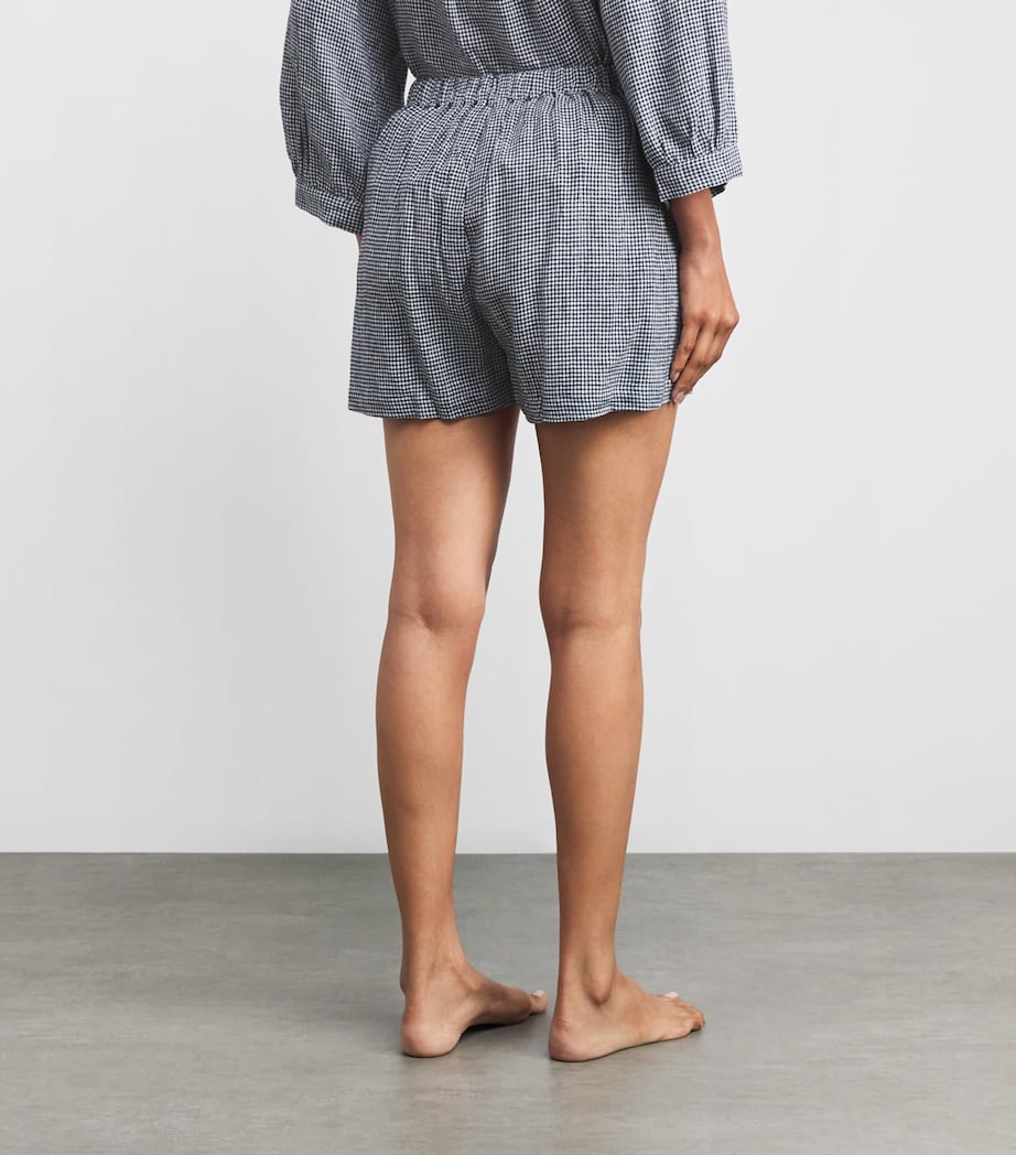 Linen-Blend Relaxed Pyjama Shorts GW/NA GINGHAM WHTE/N Image 4