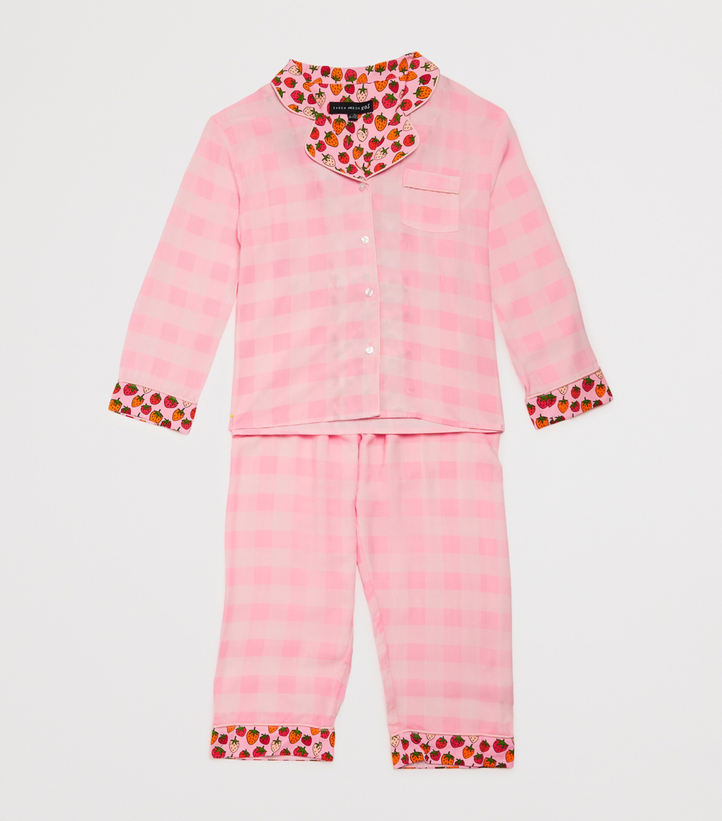 Fruit Check Print Pyjama Set (2-13 Years) PINK CHECK Image 3
