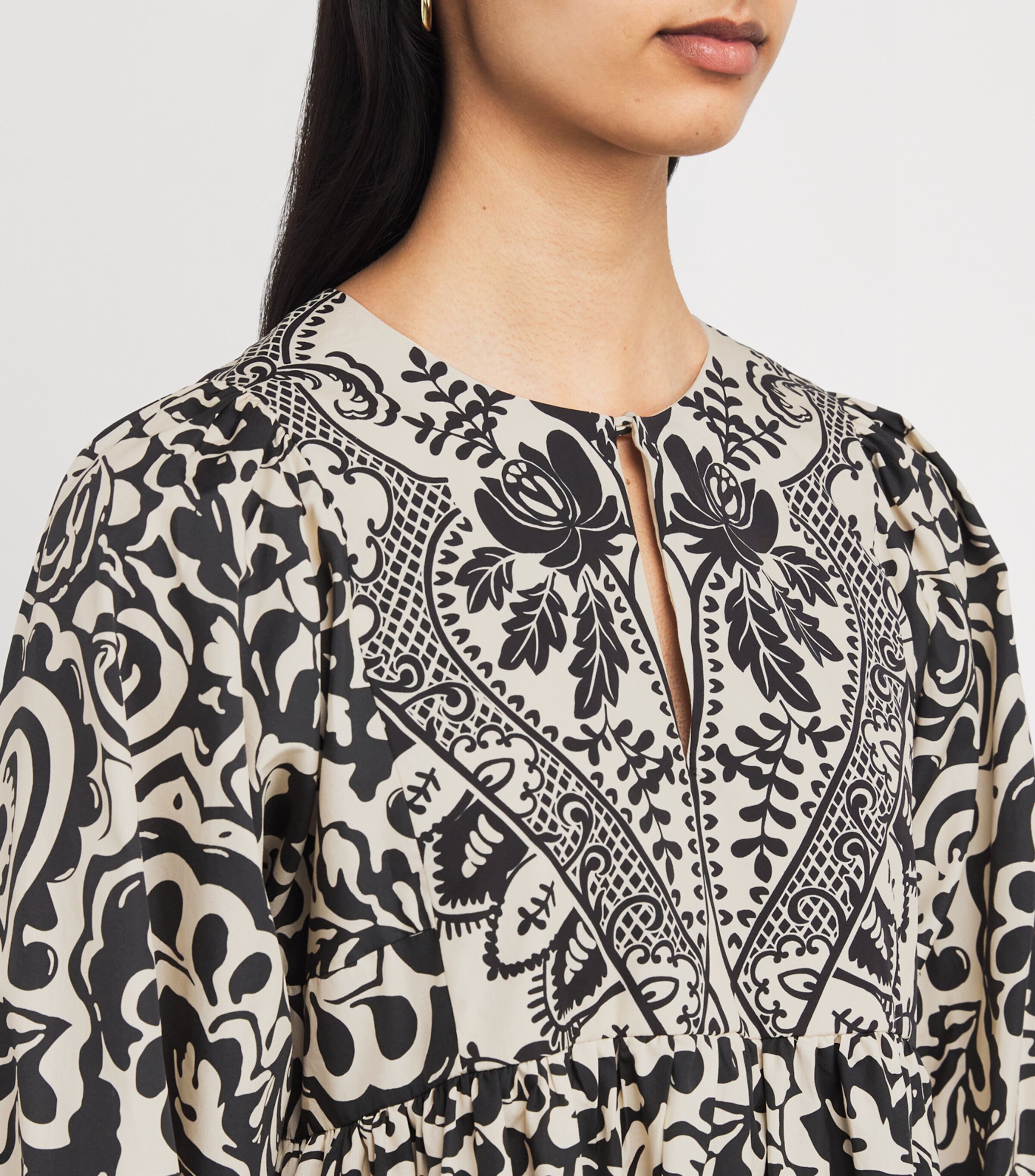 Weekend Max Mara Womens Cotton Printed Midi Dress Black Image 4