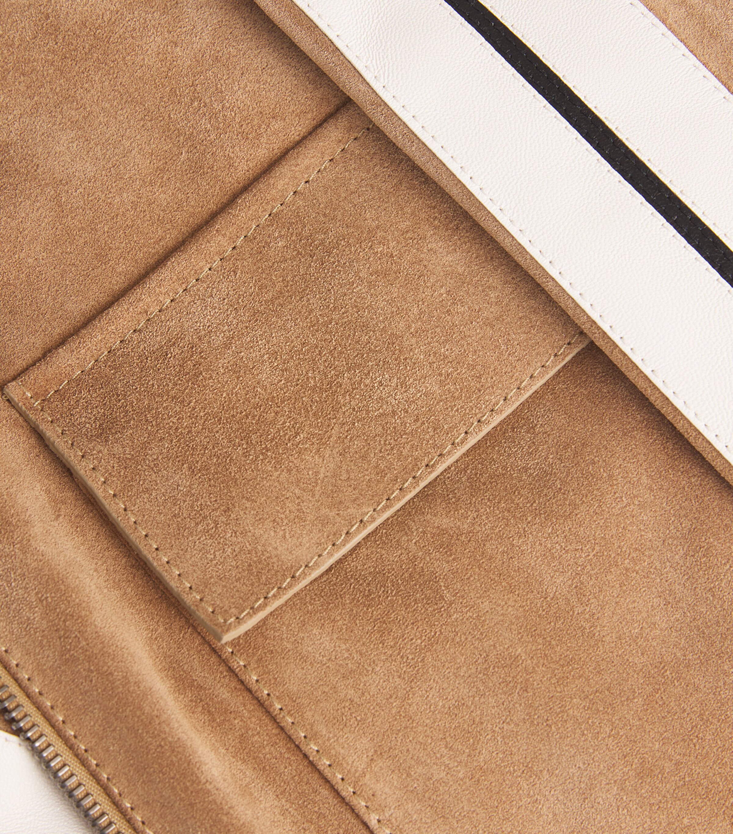 Palm Angels Mens Leather Track-Stripe Overshirt Beige Off White Image 5