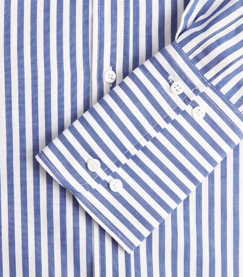 With Nothing Underneath Womens Organic Cotton The Boyfriend Shirt Royal Blue Stripe Image 6