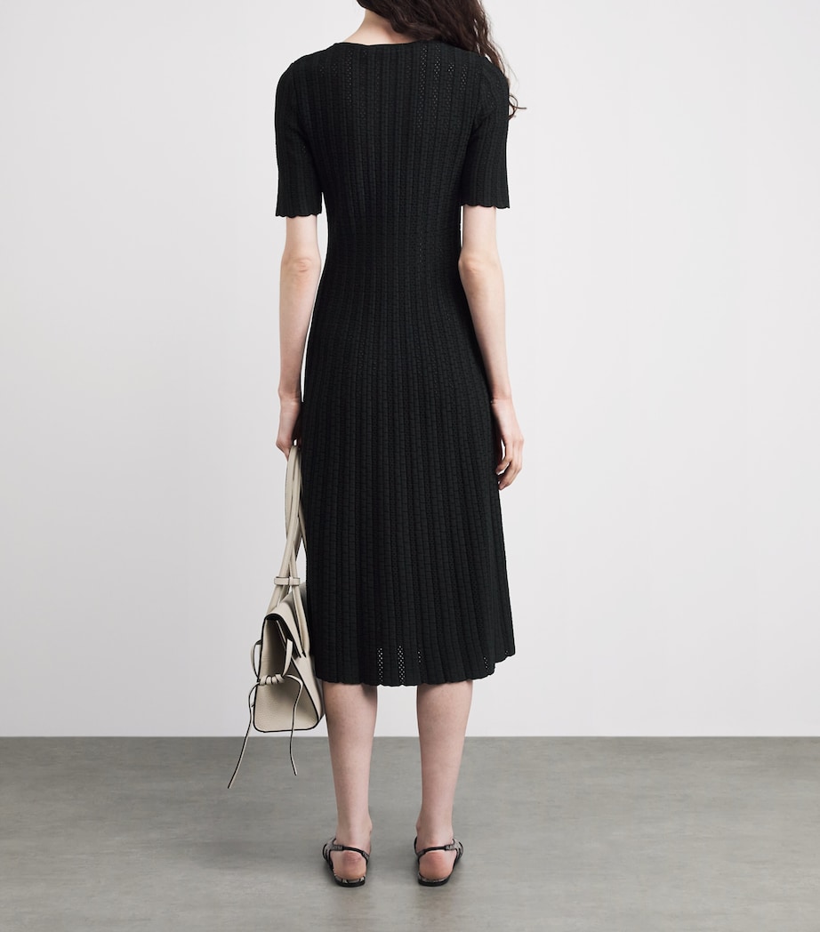 VALENTI Womens Openwork Knit Midi Dress Black Image 4