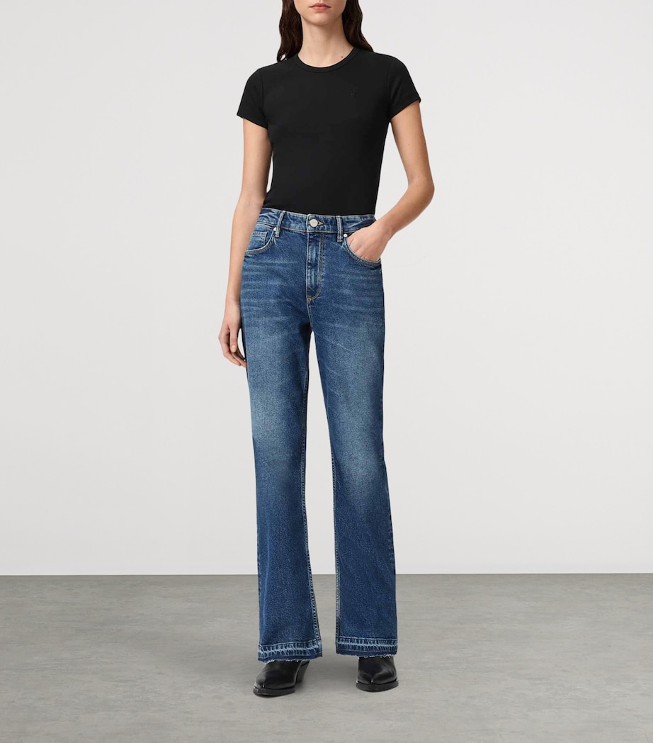 AllSaints Womens Bootcut Fable Mid-Rise Jeans Mid Indigo Image 2