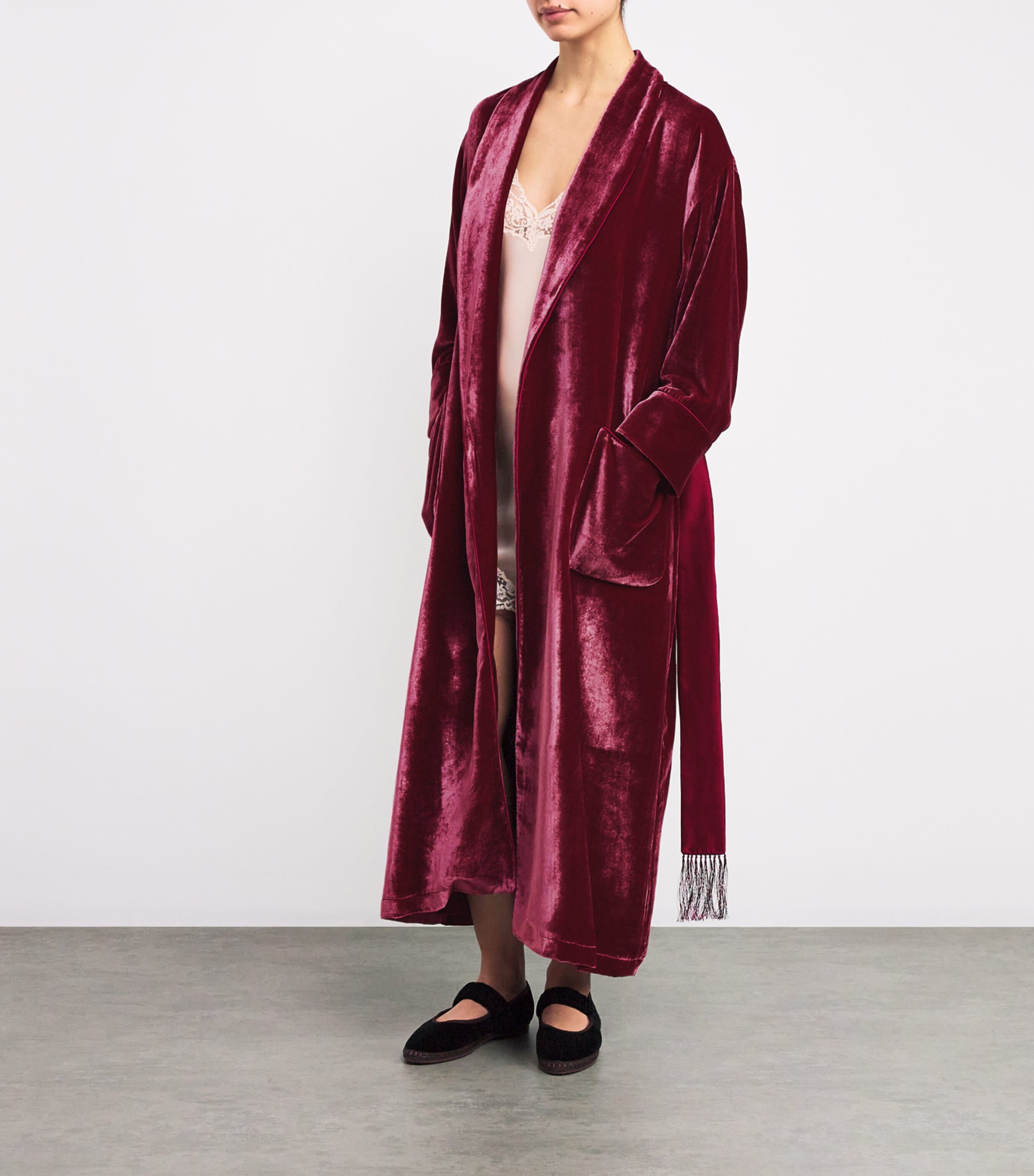 Velvet Silk-Lined Robe MAUVE Image 2