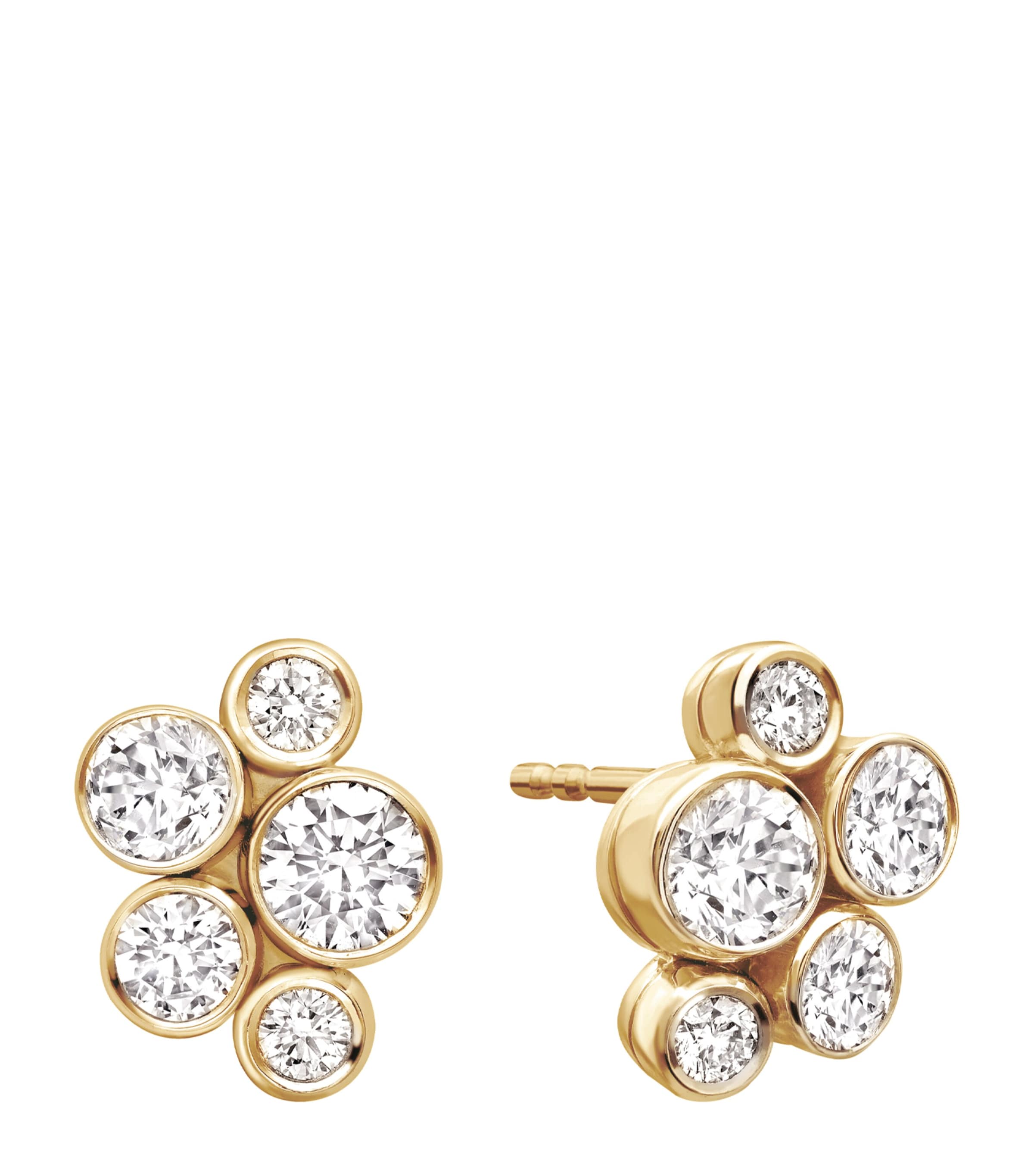 Yellow Gold and Diamond Raindance Cluster Stud Earrings YELLOW GOLD Image 3
