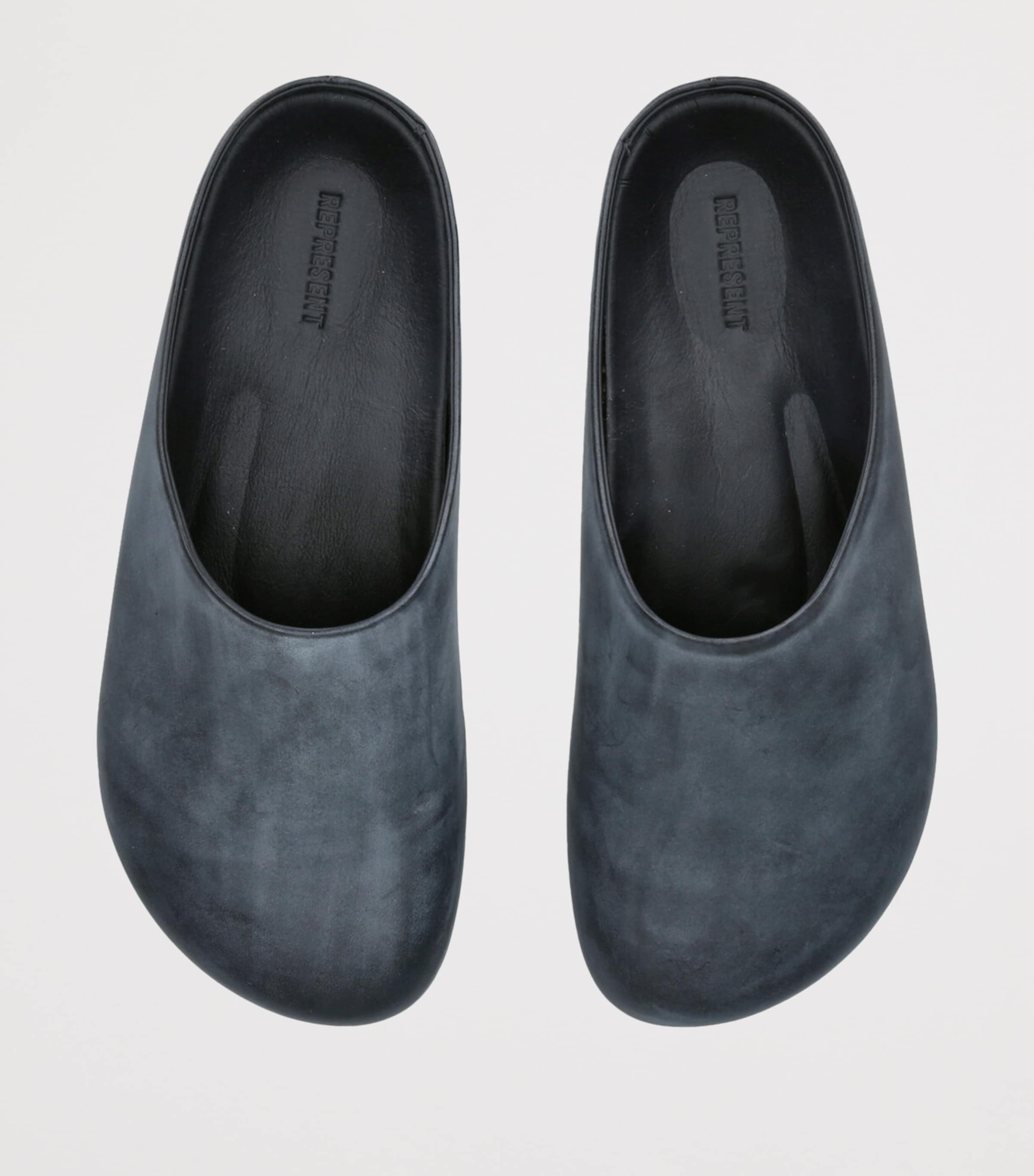 Leather Distressed Mules BLACK Image 4
